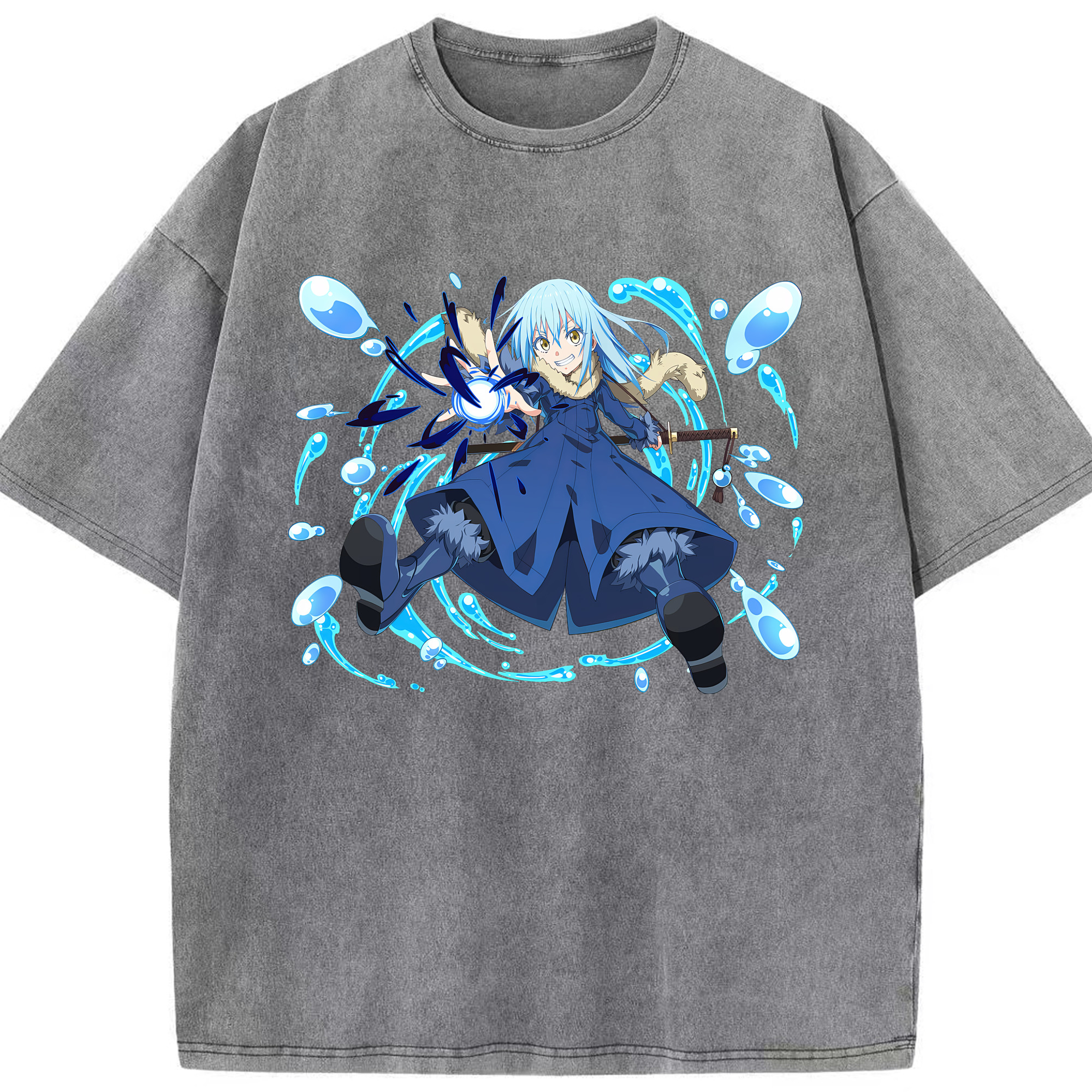 （画像用） 転スラ Regarding Reincarnated to Slime 綿100% ヴィンテージ風 半袖Tシャツ（フロントプリント）