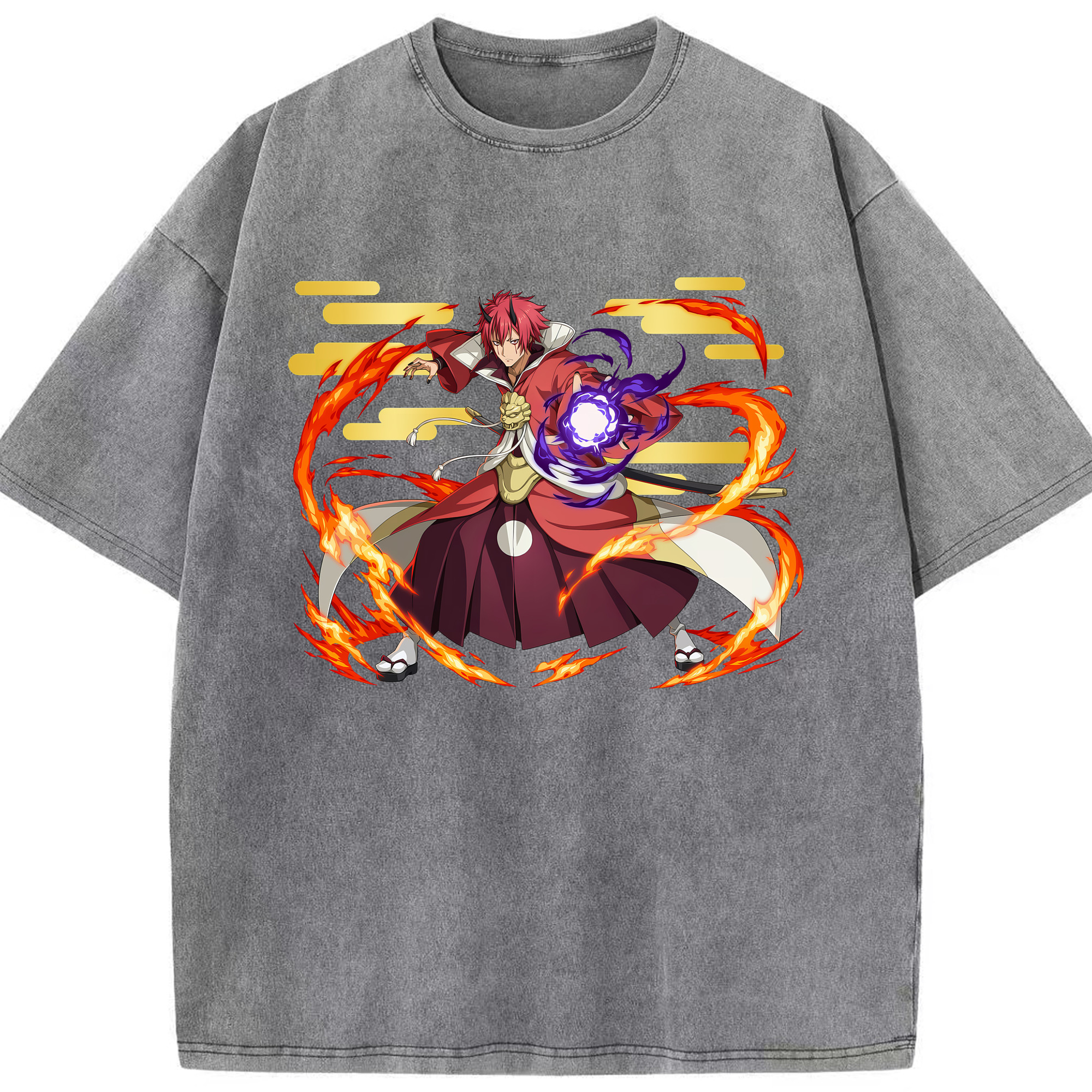 （画像用） 転スラ Regarding Reincarnated to Slime 綿100% ヴィンテージ風 半袖Tシャツ（フロントプリント）