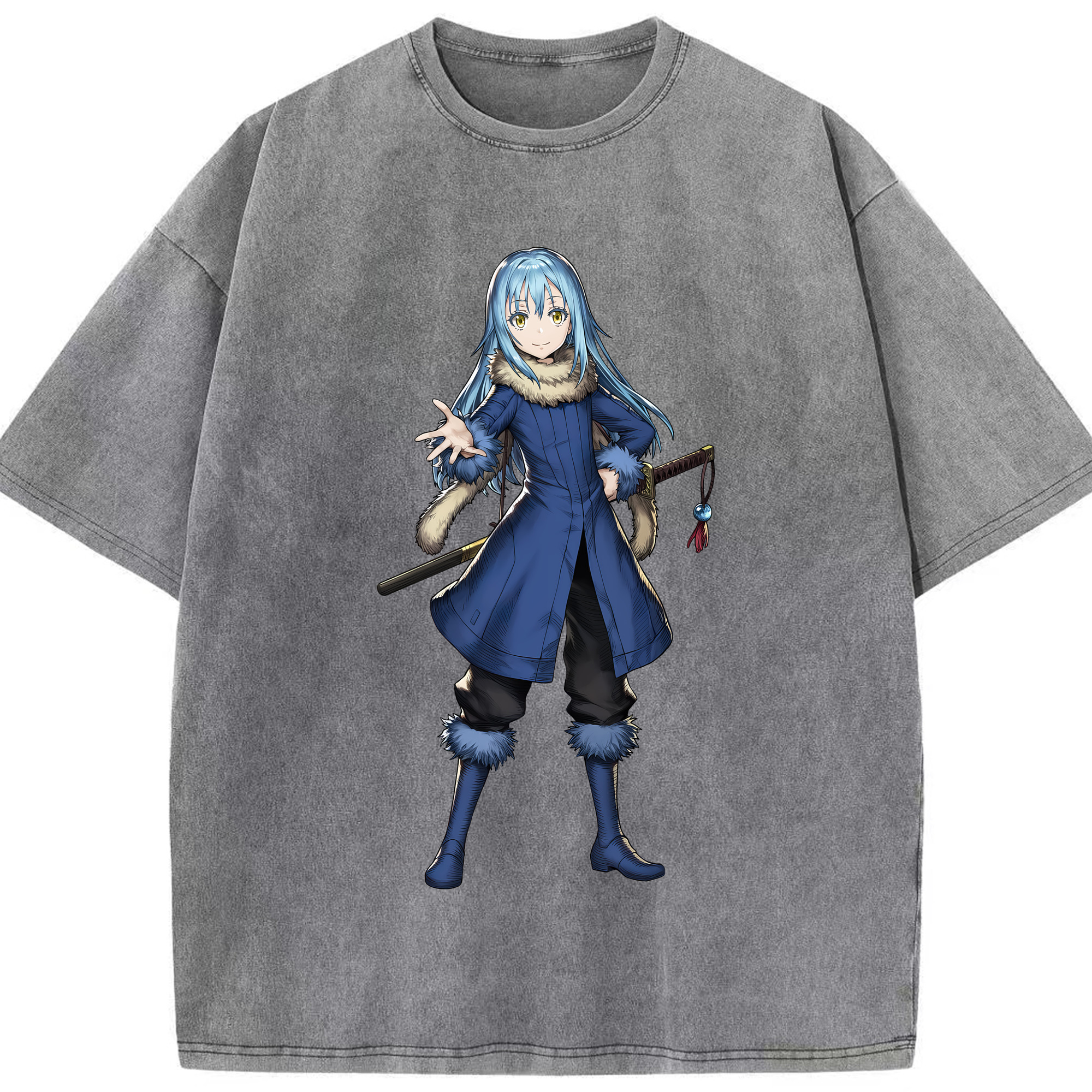 （画像用） 転スラ Regarding Reincarnated to Slime 綿100% ヴィンテージ風 半袖Tシャツ（フロントプリント）