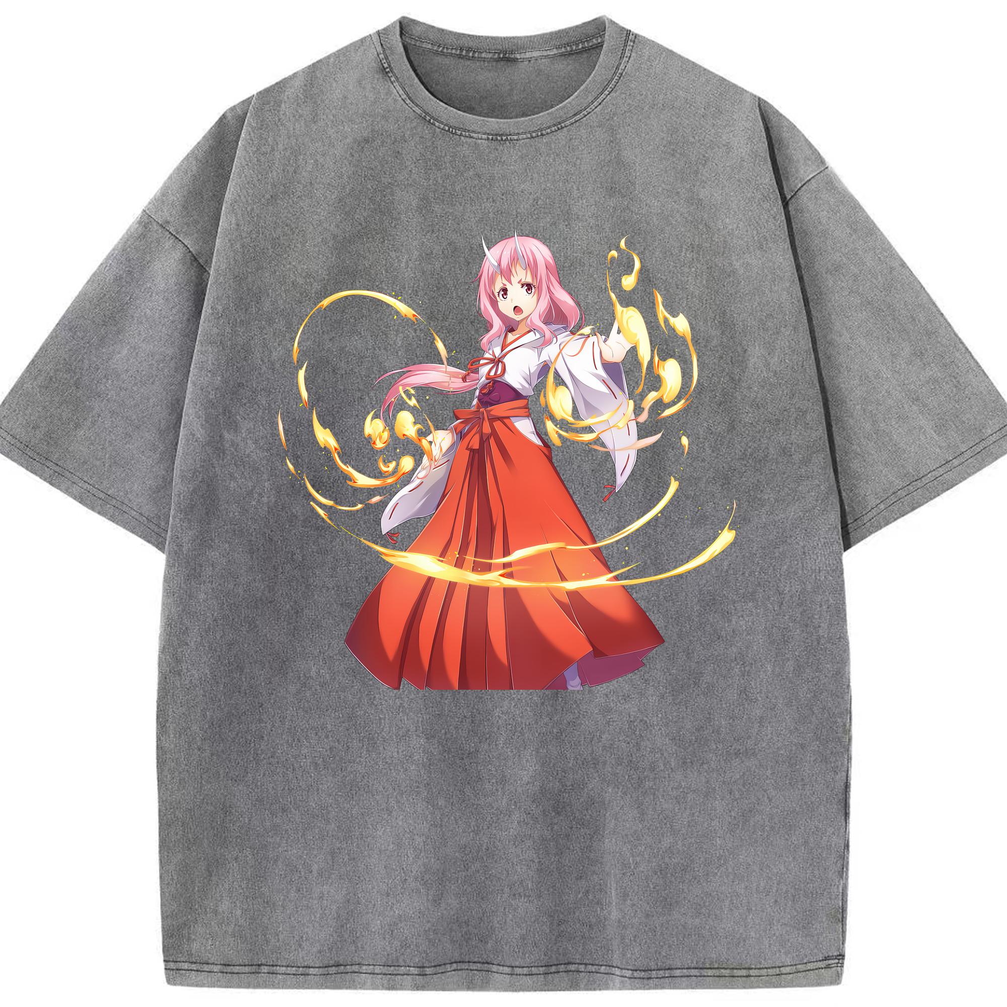 （画像用） 転スラ Regarding Reincarnated to Slime 綿100% ヴィンテージ風 半袖Tシャツ（フロントプリント）