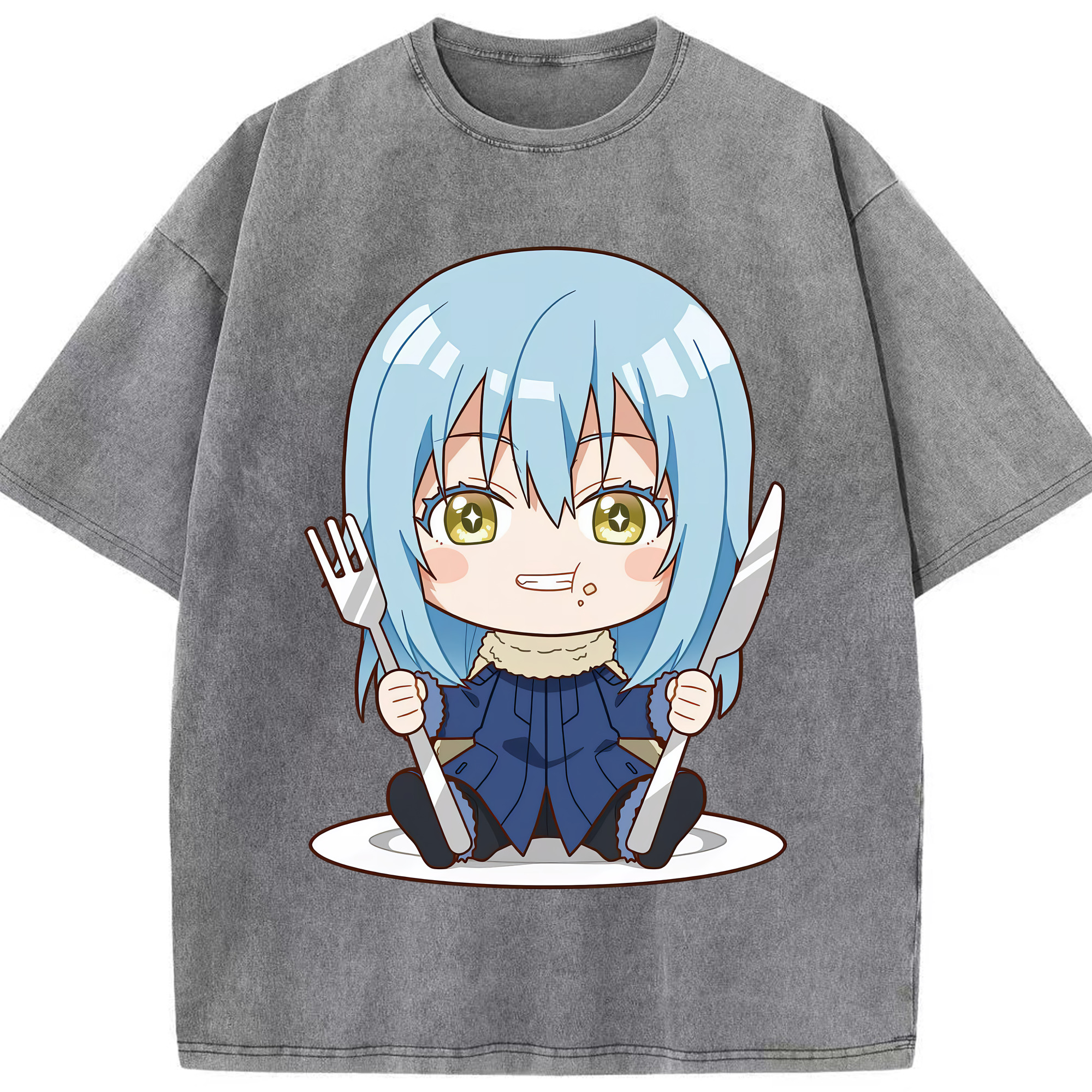（画像用） 転スラ Regarding Reincarnated to Slime 綿100% ヴィンテージ風 半袖Tシャツ（フロントプリント）