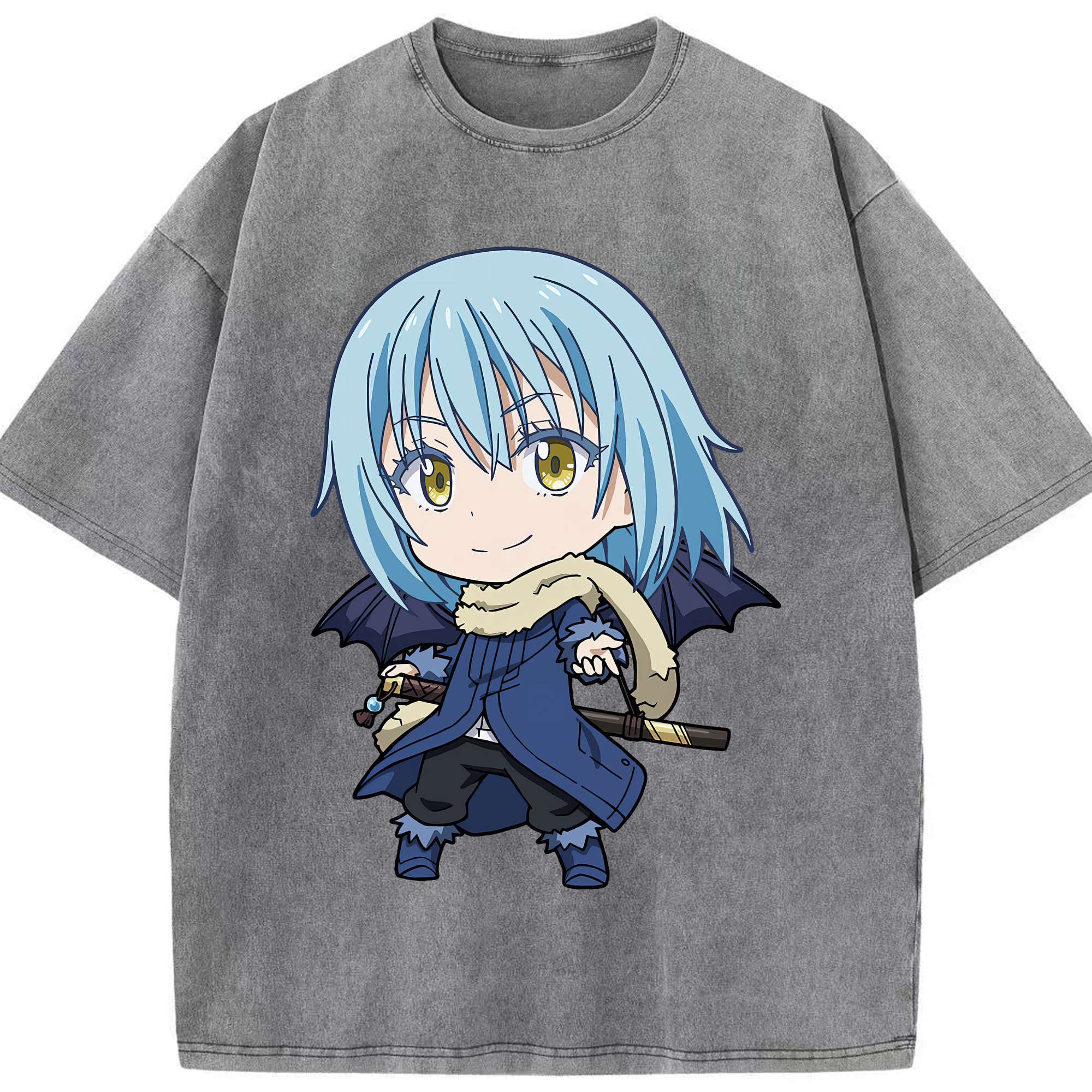 （画像用） 転スラ Regarding Reincarnated to Slime 綿100% ヴィンテージ風 半袖Tシャツ（フロントプリント）