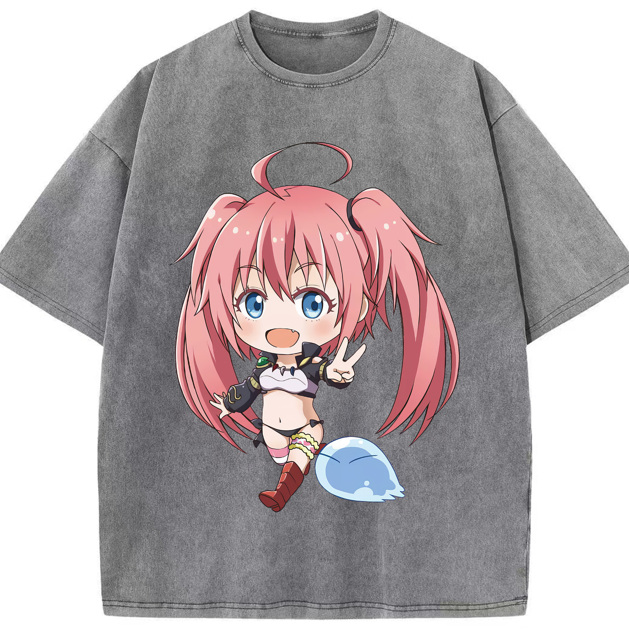 （画像用） 転スラ Regarding Reincarnated to Slime 綿100% ヴィンテージ風 半袖Tシャツ（フロントプリント）