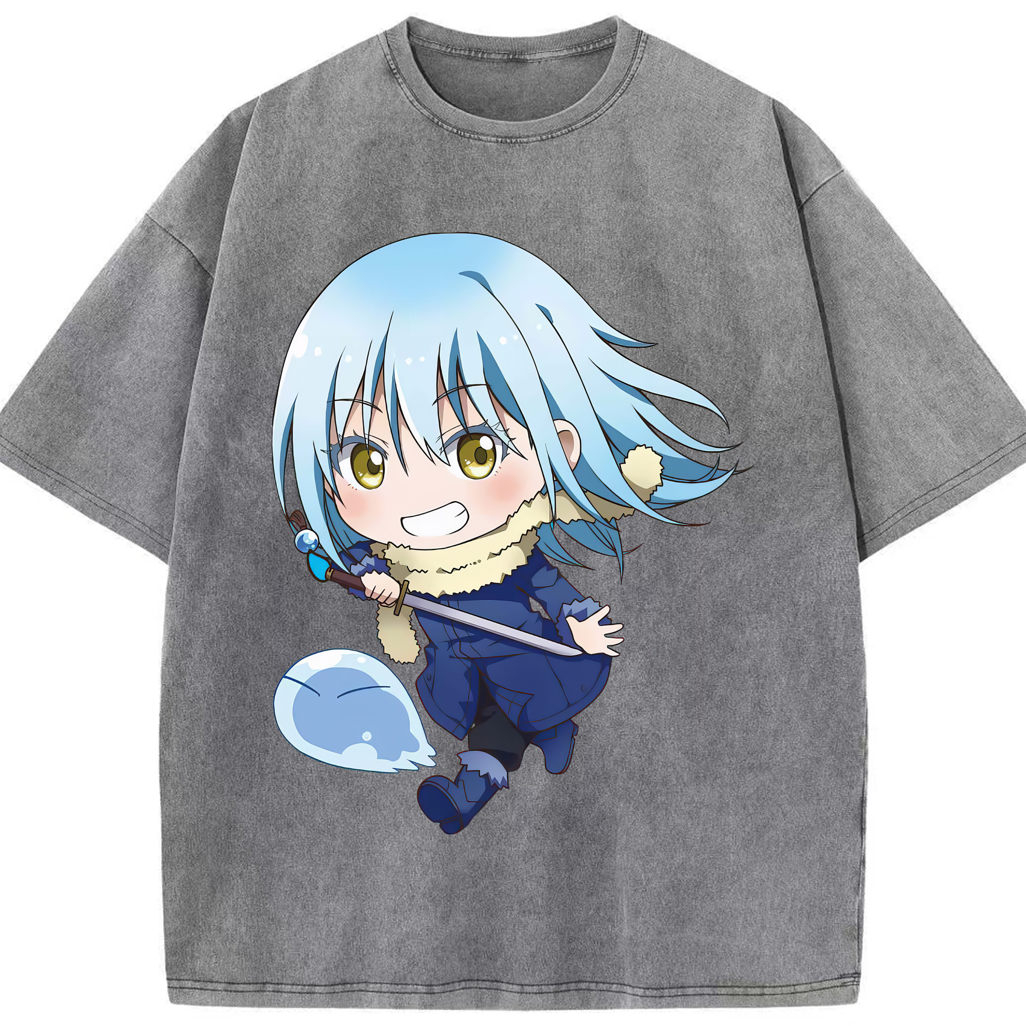（画像用） 転スラ Regarding Reincarnated to Slime 綿100% ヴィンテージ風 半袖Tシャツ（フロントプリント）