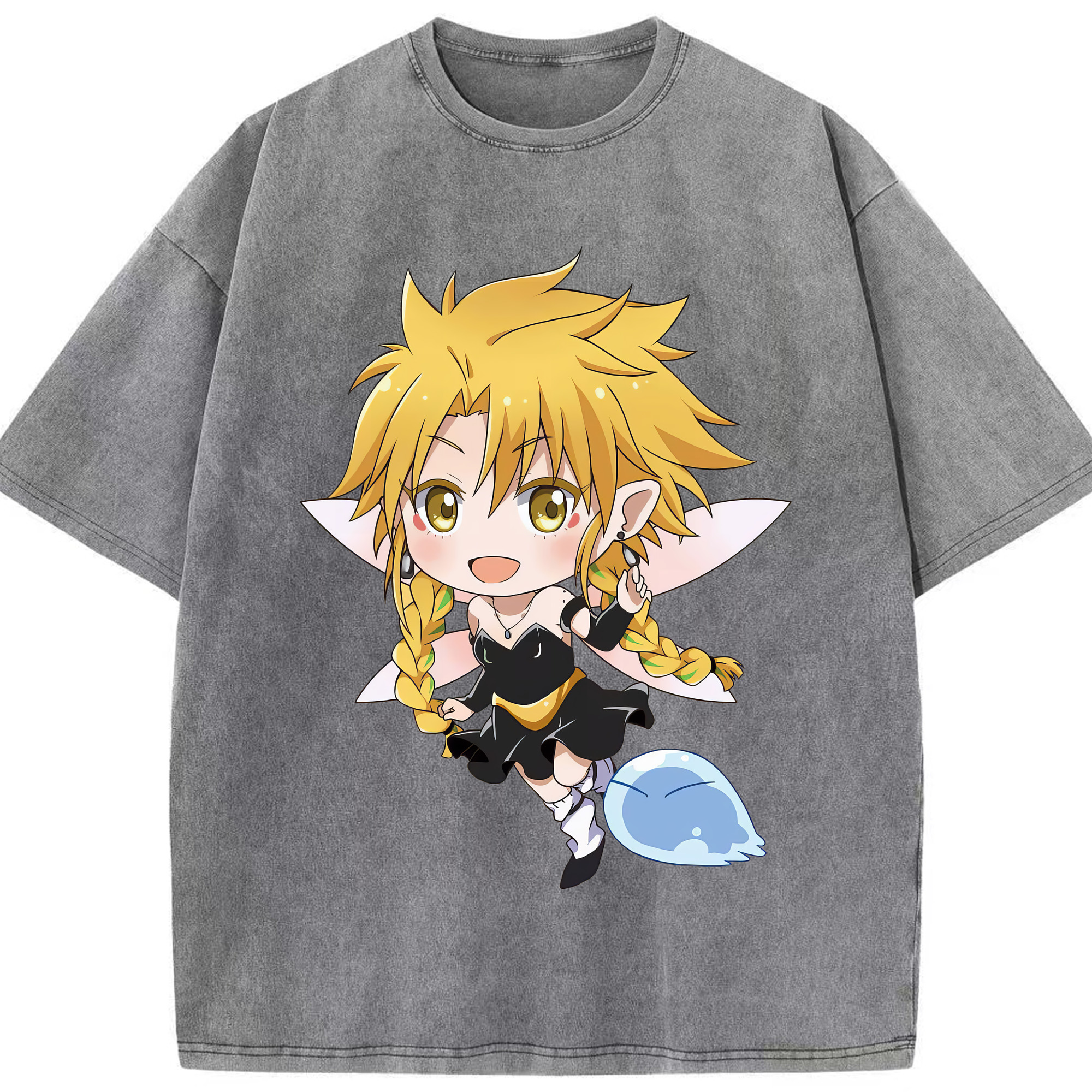 （画像用） 転スラ Regarding Reincarnated to Slime 綿100% ヴィンテージ風 半袖Tシャツ（フロントプリント）
