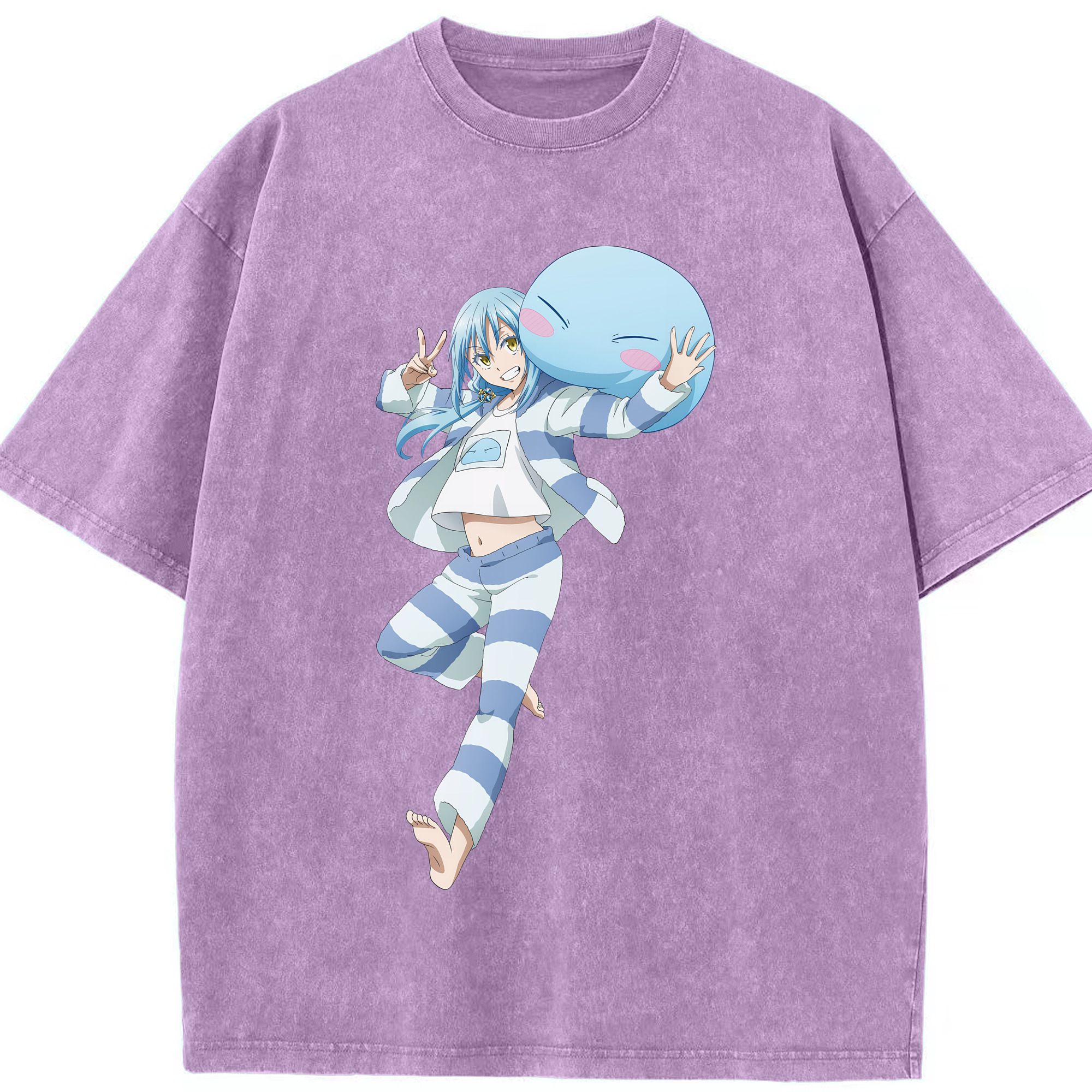 （画像用） 転スラ Regarding Reincarnated to Slime 綿100% ヴィンテージ風 半袖Tシャツ（フロントプリント）
