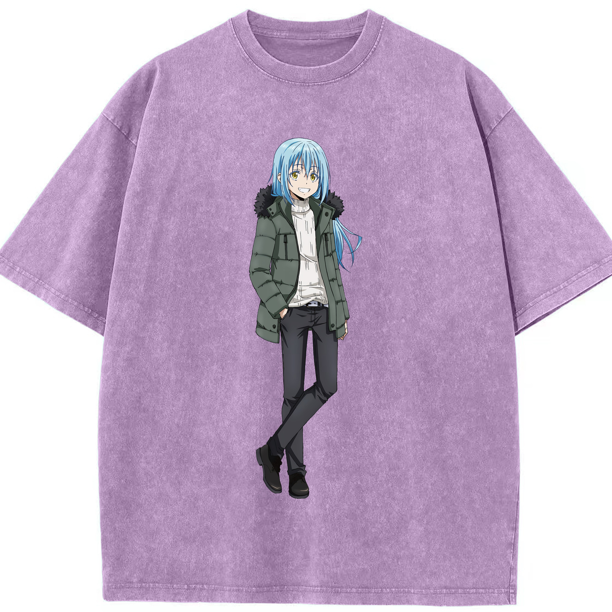 （画像用） 転スラ Regarding Reincarnated to Slime 綿100% ヴィンテージ風 半袖Tシャツ（フロントプリント）