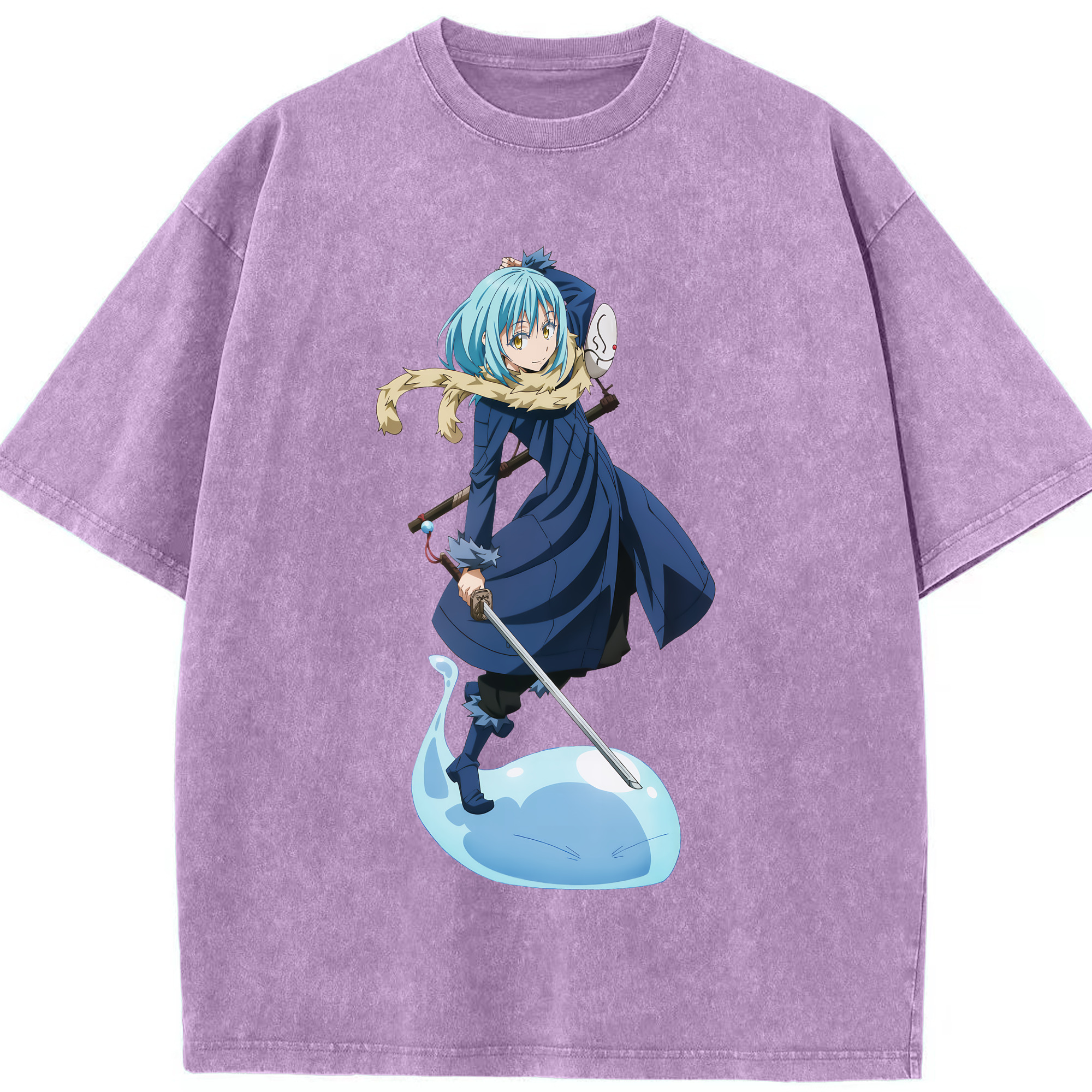 （画像用） 転スラ Regarding Reincarnated to Slime 綿100% ヴィンテージ風 半袖Tシャツ（フロントプリント）