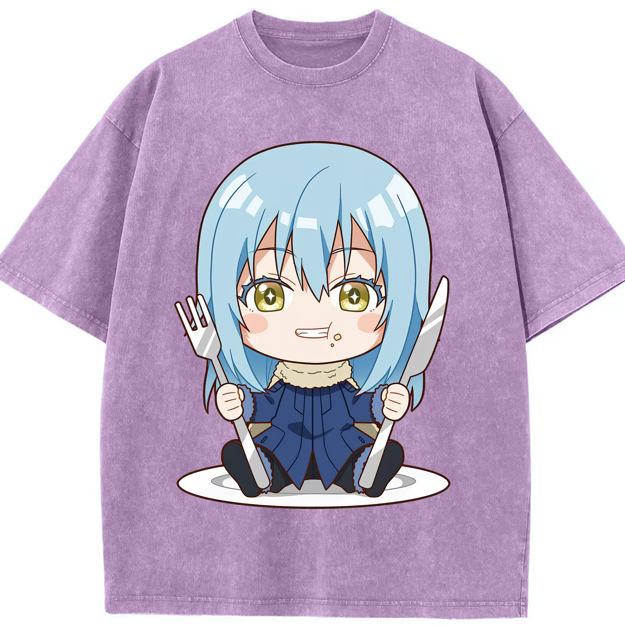 （画像用） 転スラ Regarding Reincarnated to Slime 綿100% ヴィンテージ風 半袖Tシャツ（フロントプリント）