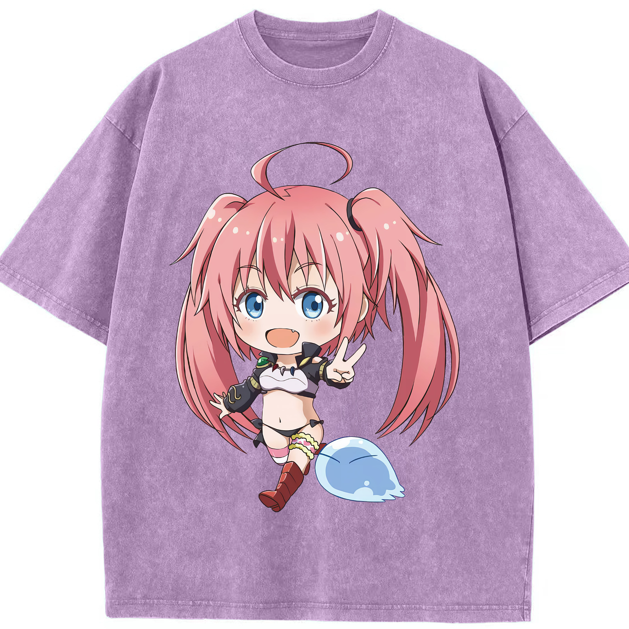 （画像用） 転スラ Regarding Reincarnated to Slime 綿100% ヴィンテージ風 半袖Tシャツ（フロントプリント）