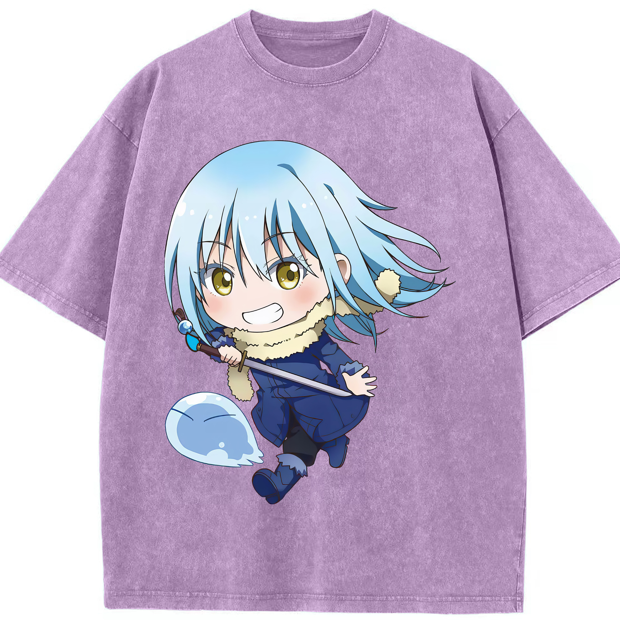 （画像用） 転スラ Regarding Reincarnated to Slime 綿100% ヴィンテージ風 半袖Tシャツ（フロントプリント）