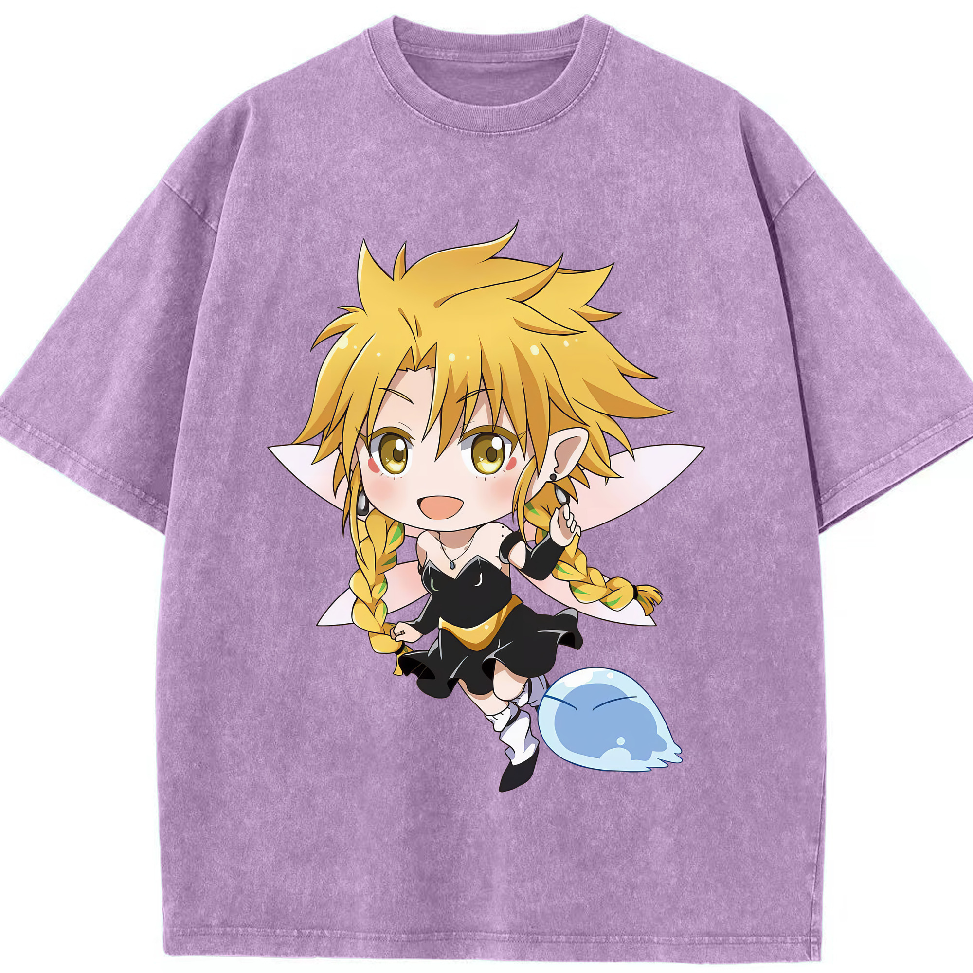 （画像用） 転スラ Regarding Reincarnated to Slime 綿100% ヴィンテージ風 半袖Tシャツ（フロントプリント）