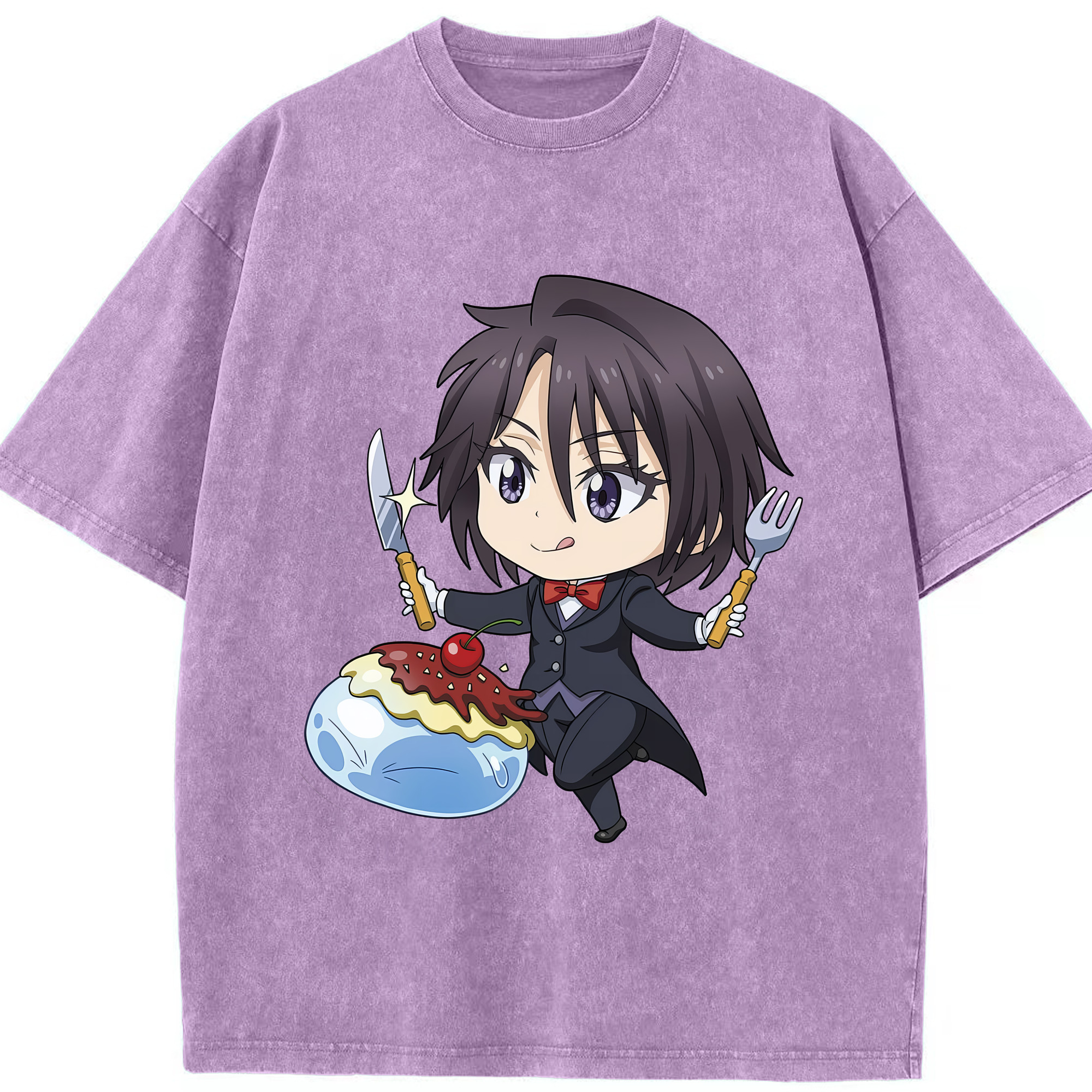 （画像用） 転スラ Regarding Reincarnated to Slime 綿100% ヴィンテージ風 半袖Tシャツ（フロントプリント）