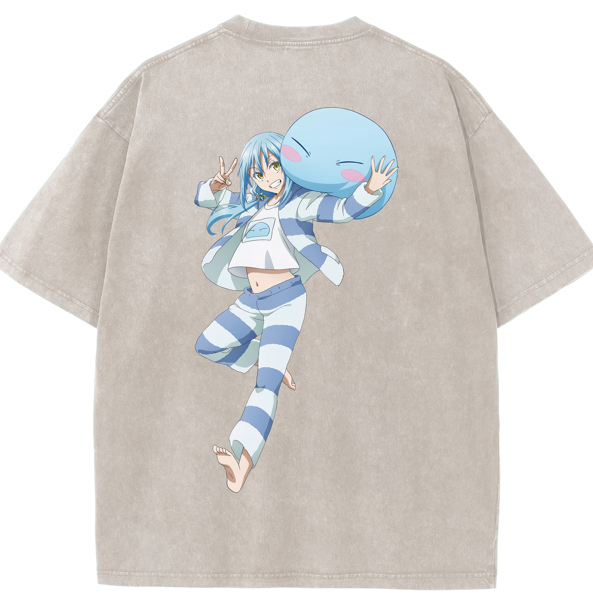 （画像用） 転スラ Regarding Reincarnated to Slime 綿100% ヴィンテージ風 半袖Tシャツ（背面プリント）