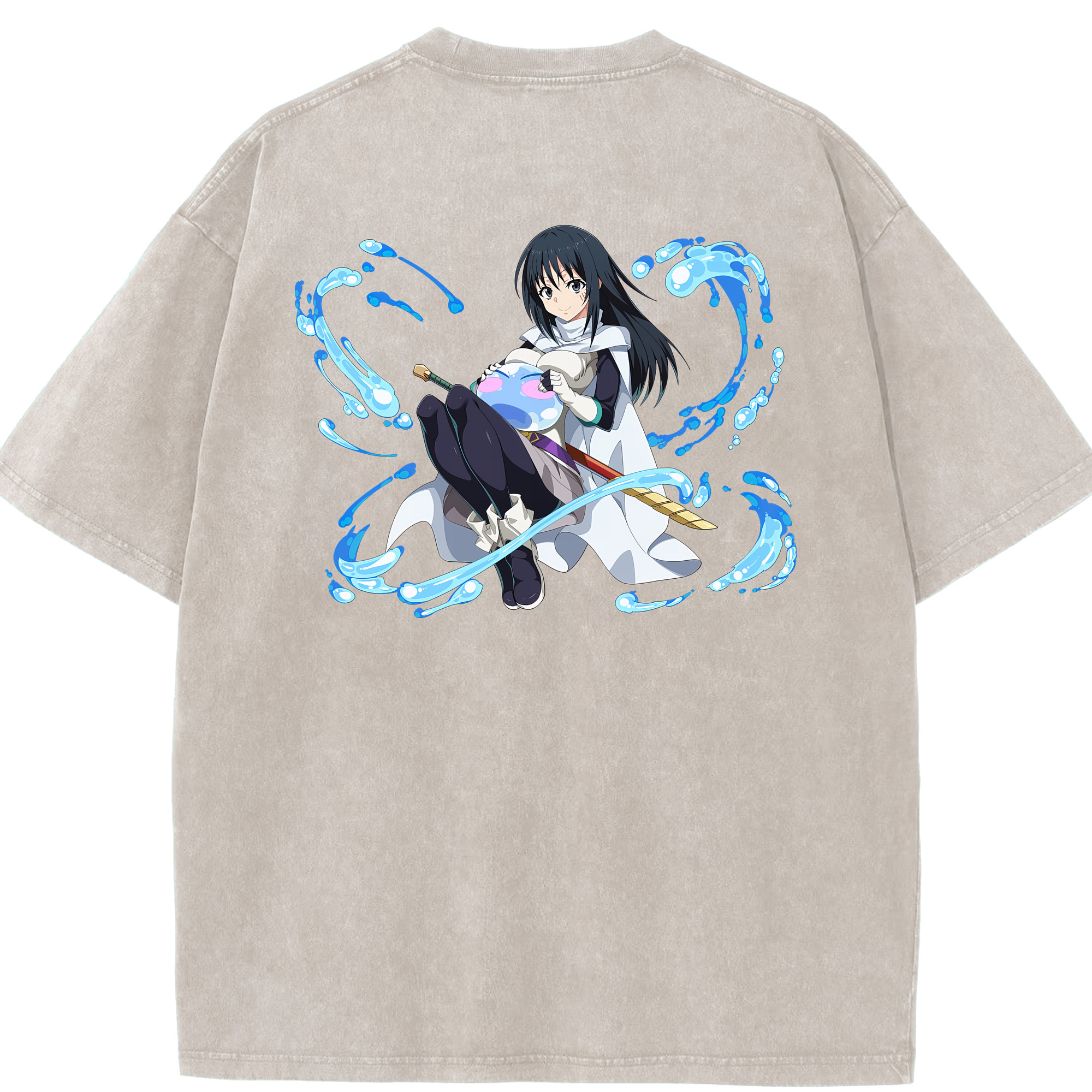 （画像用） 転スラ Regarding Reincarnated to Slime 綿100% ヴィンテージ風 半袖Tシャツ（背面プリント）