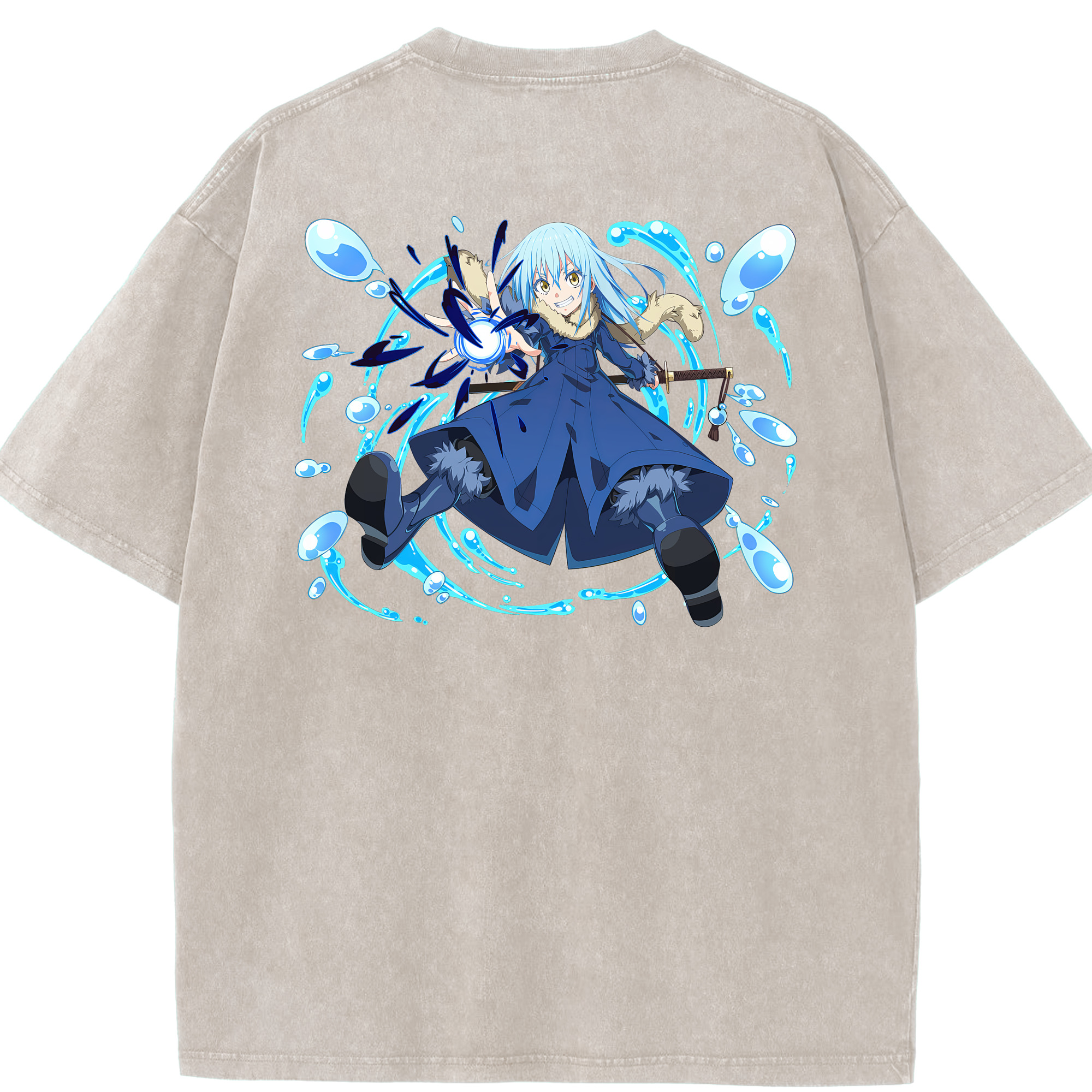 （画像用） 転スラ Regarding Reincarnated to Slime 綿100% ヴィンテージ風 半袖Tシャツ（背面プリント）