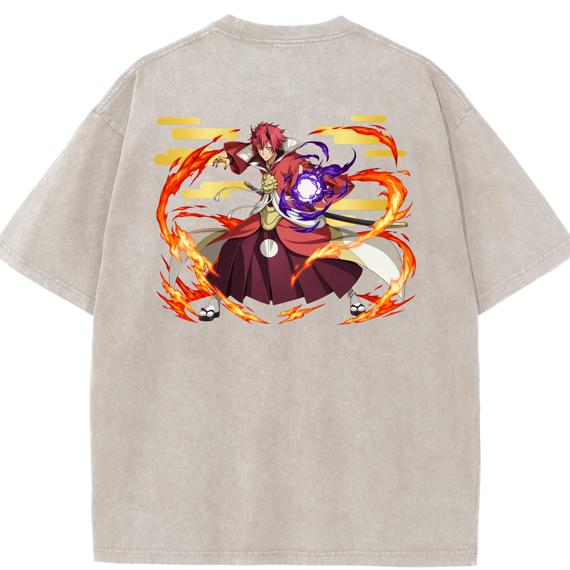 （画像用） 転スラ Regarding Reincarnated to Slime 綿100% ヴィンテージ風 半袖Tシャツ（背面プリント）