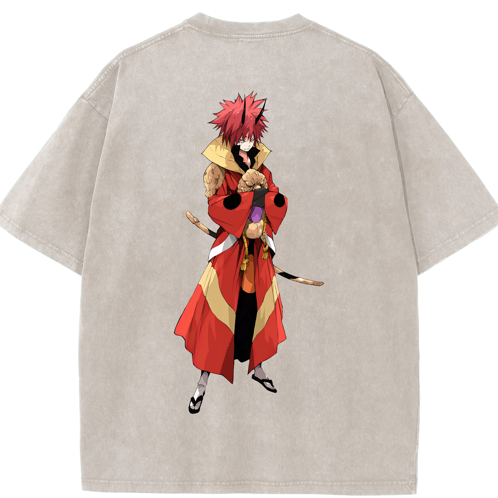 （画像用） 転スラ Regarding Reincarnated to Slime 綿100% ヴィンテージ風 半袖Tシャツ（背面プリント）
