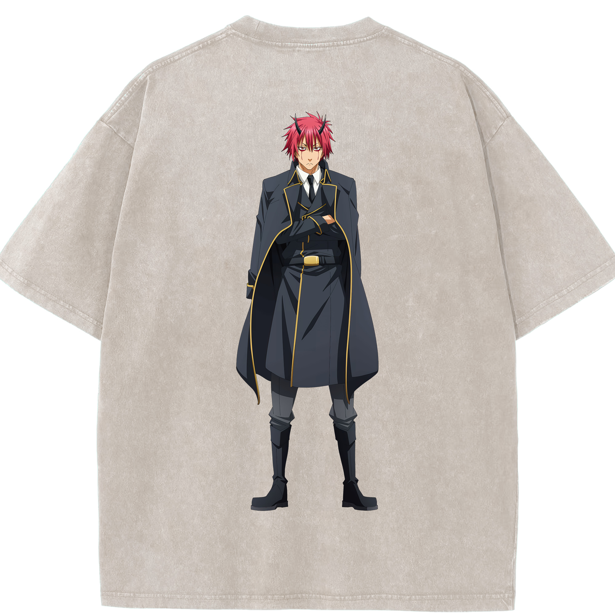 （画像用） 転スラ Regarding Reincarnated to Slime 綿100% ヴィンテージ風 半袖Tシャツ（背面プリント）