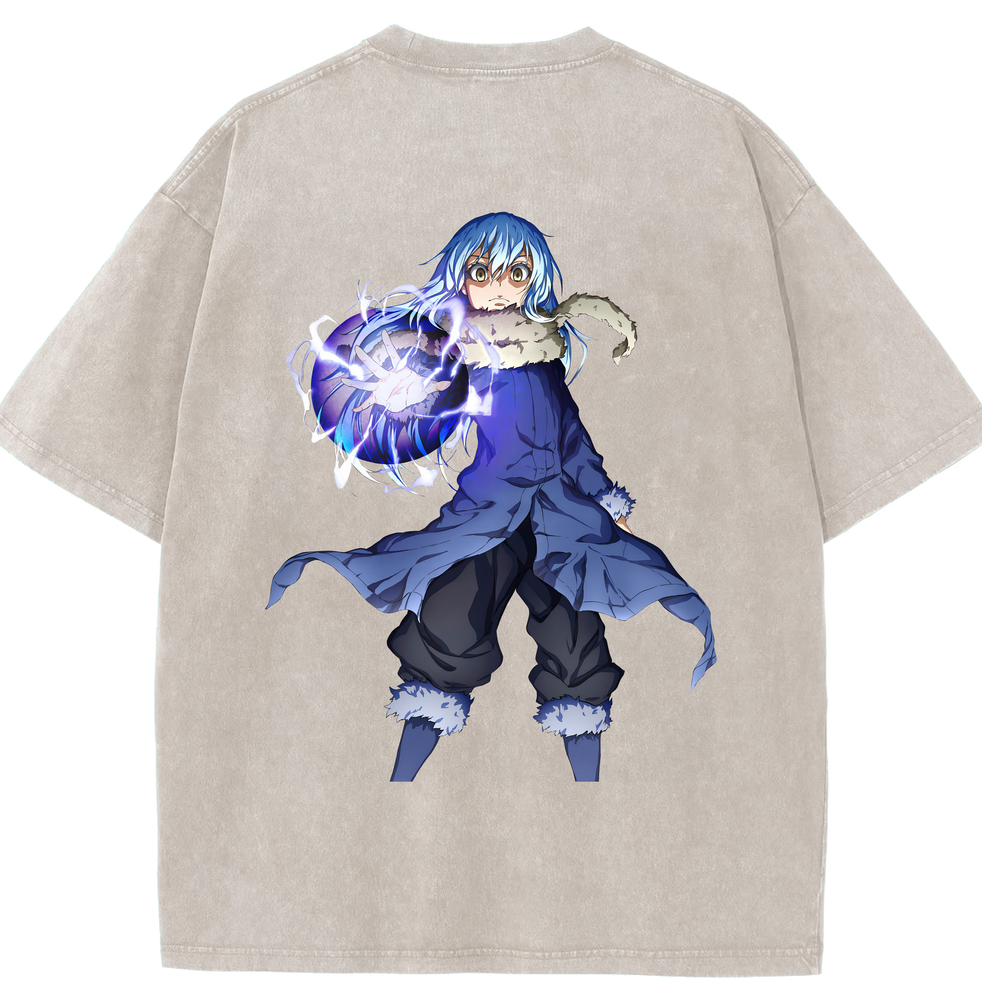 （画像用） 転スラ Regarding Reincarnated to Slime 綿100% ヴィンテージ風 半袖Tシャツ（背面プリント）