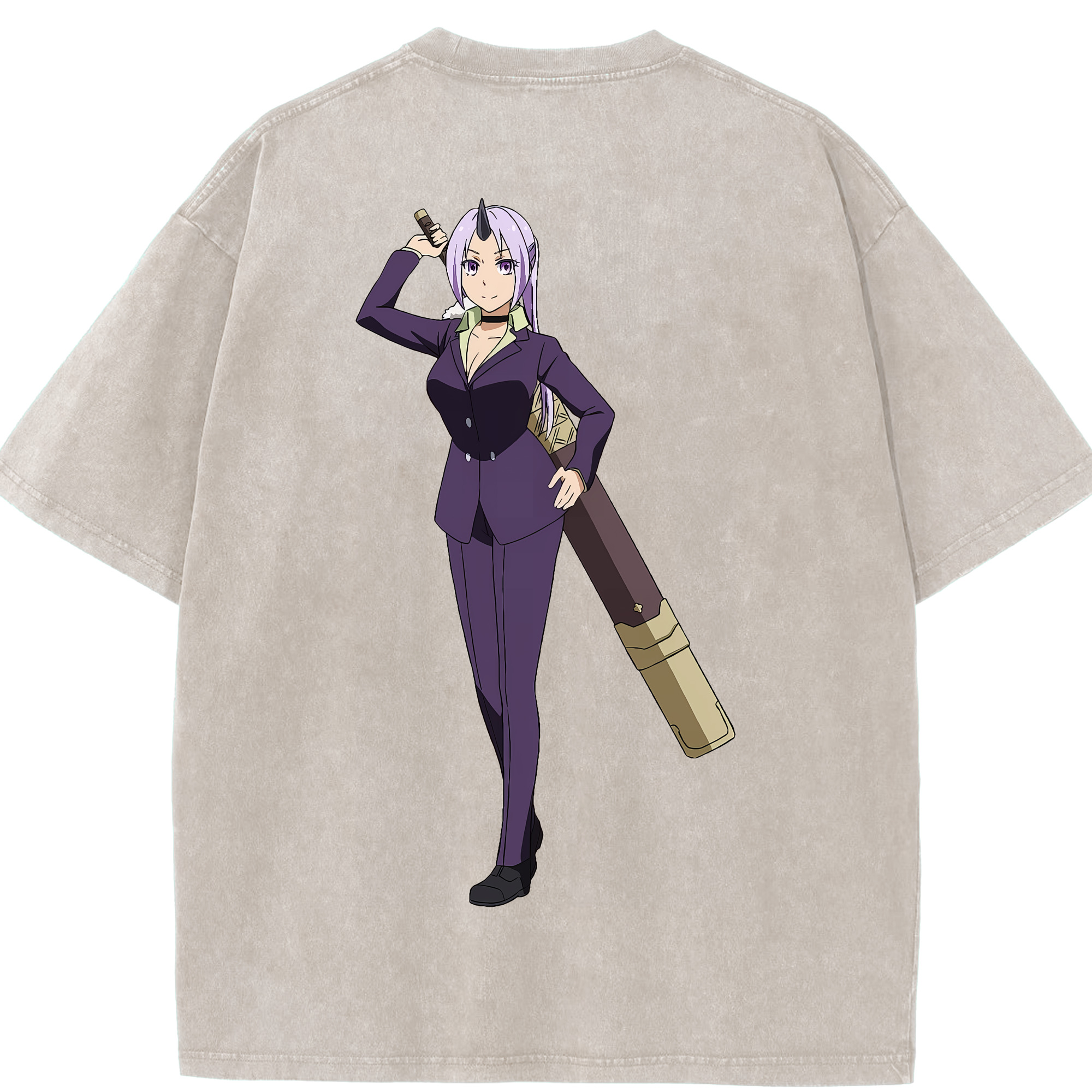 （画像用） 転スラ Regarding Reincarnated to Slime 綿100% ヴィンテージ風 半袖Tシャツ（背面プリント）