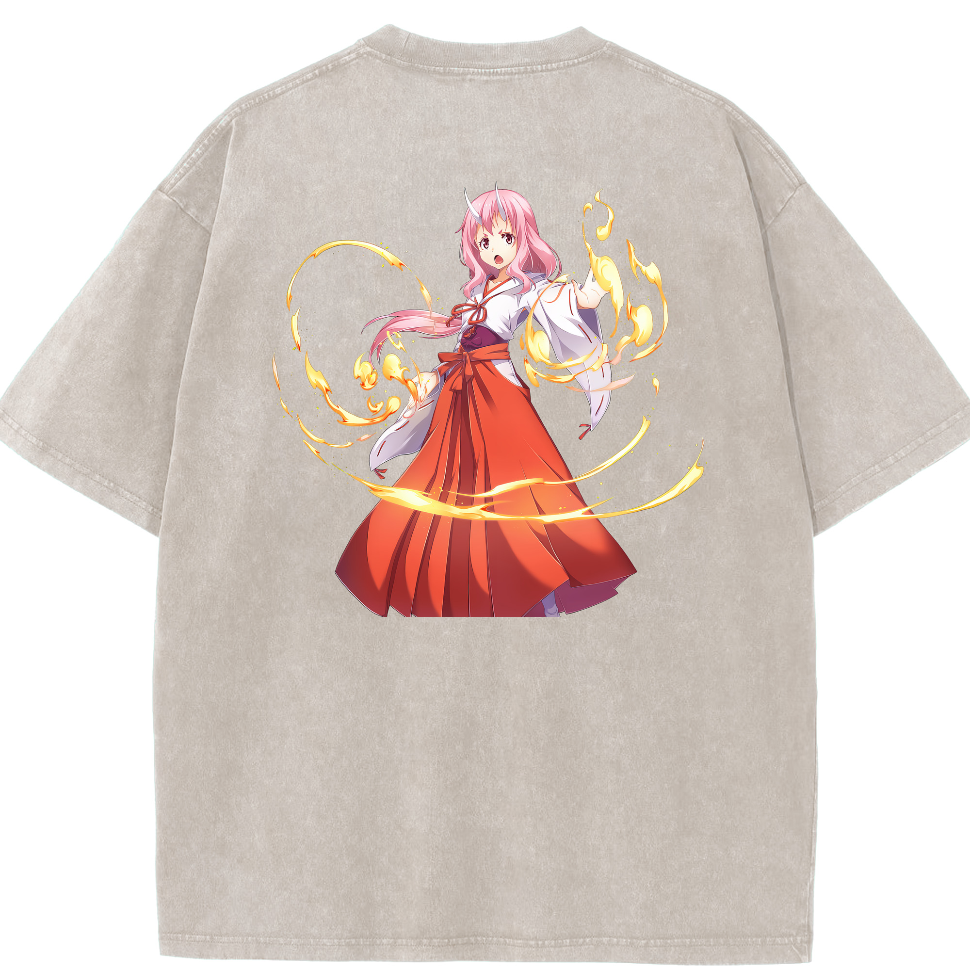 （画像用） 転スラ Regarding Reincarnated to Slime 綿100% ヴィンテージ風 半袖Tシャツ（背面プリント）