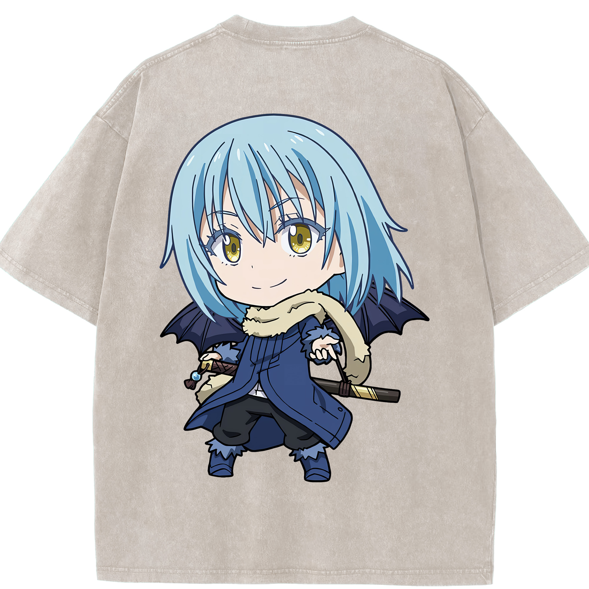 （画像用） 転スラ Regarding Reincarnated to Slime 綿100% ヴィンテージ風 半袖Tシャツ（背面プリント）