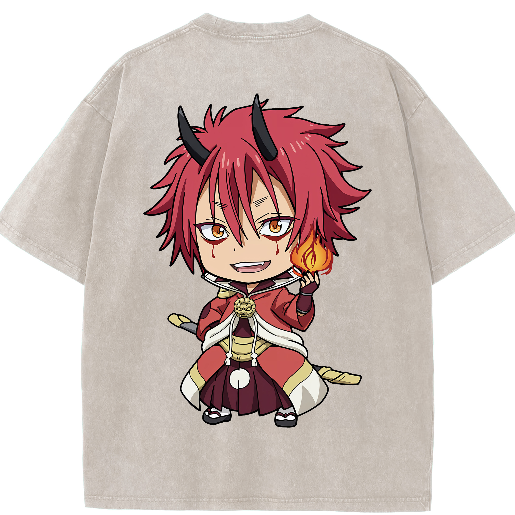 （画像用） 転スラ Regarding Reincarnated to Slime 綿100% ヴィンテージ風 半袖Tシャツ（背面プリント）