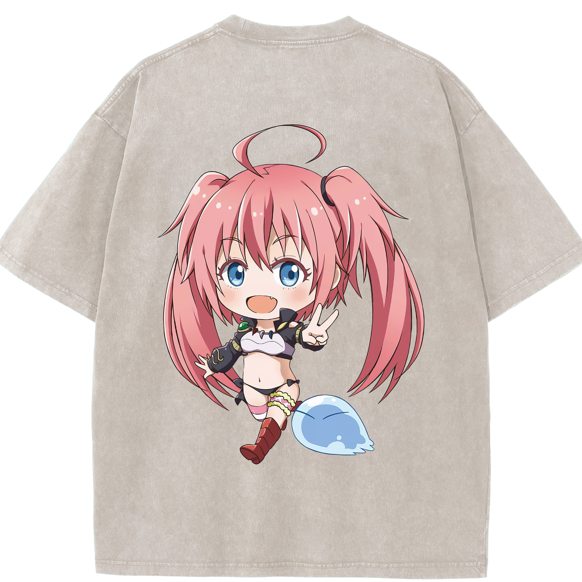 （画像用） 転スラ Regarding Reincarnated to Slime 綿100% ヴィンテージ風 半袖Tシャツ（背面プリント）