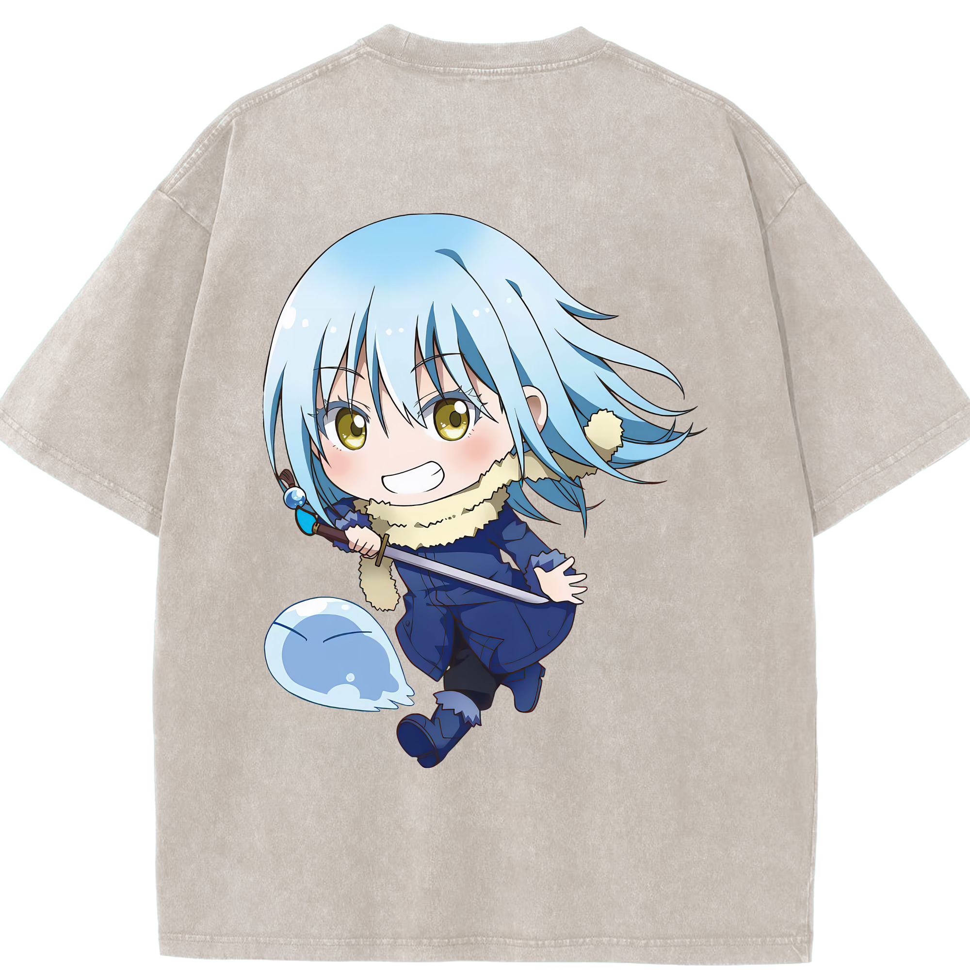 （画像用） 転スラ Regarding Reincarnated to Slime 綿100% ヴィンテージ風 半袖Tシャツ（背面プリント）
