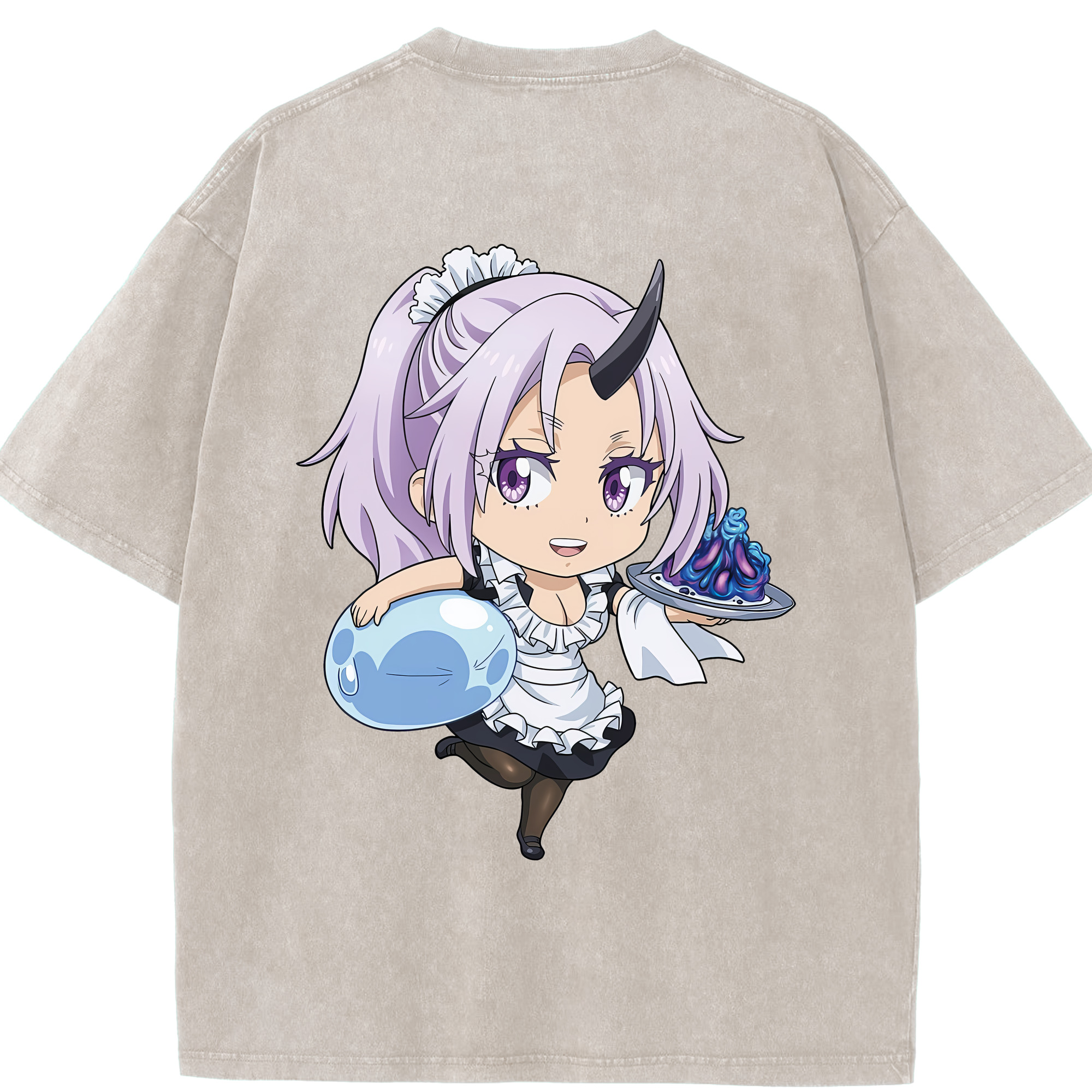 （画像用） 転スラ Regarding Reincarnated to Slime 綿100% ヴィンテージ風 半袖Tシャツ（背面プリント）