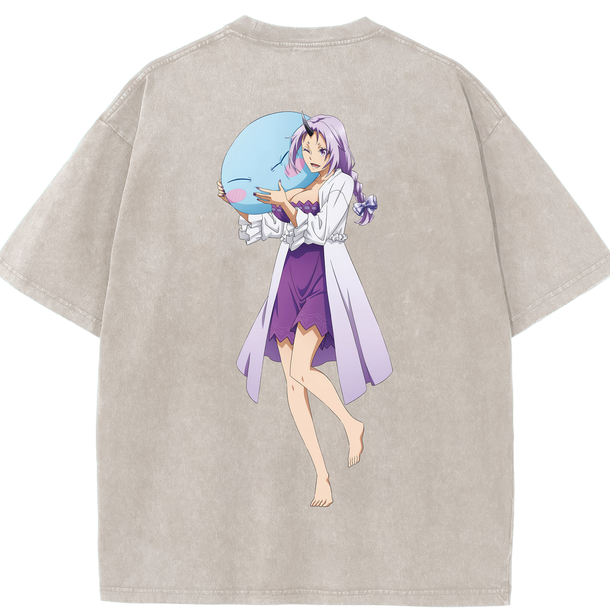 （画像用） 転スラ Regarding Reincarnated to Slime 綿100% ヴィンテージ風 半袖Tシャツ（背面プリント）