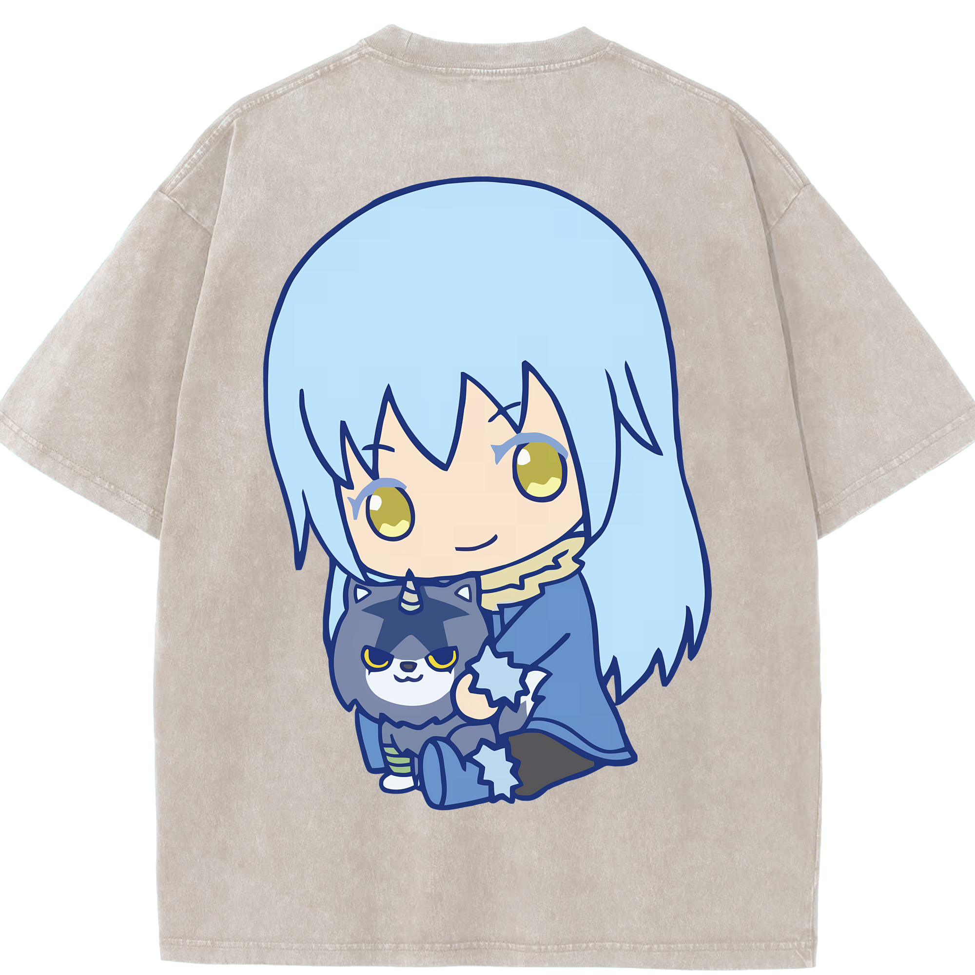 （画像用） 転スラ Regarding Reincarnated to Slime 綿100% ヴィンテージ風 半袖Tシャツ（背面プリント）