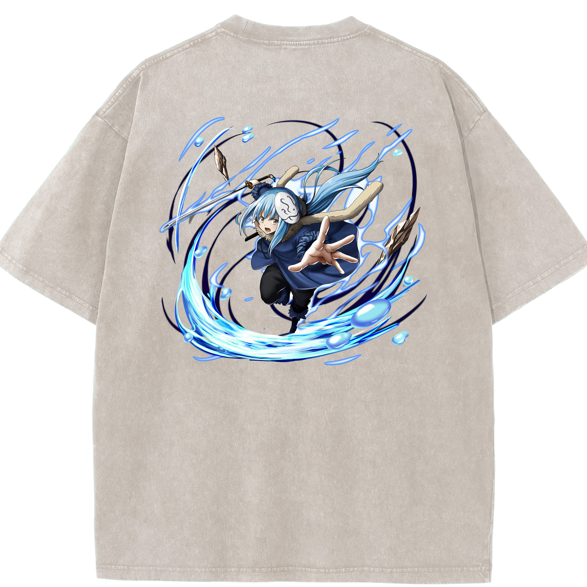 （画像用） 転スラ Regarding Reincarnated to Slime 綿100% ヴィンテージ風 半袖Tシャツ（背面プリント）