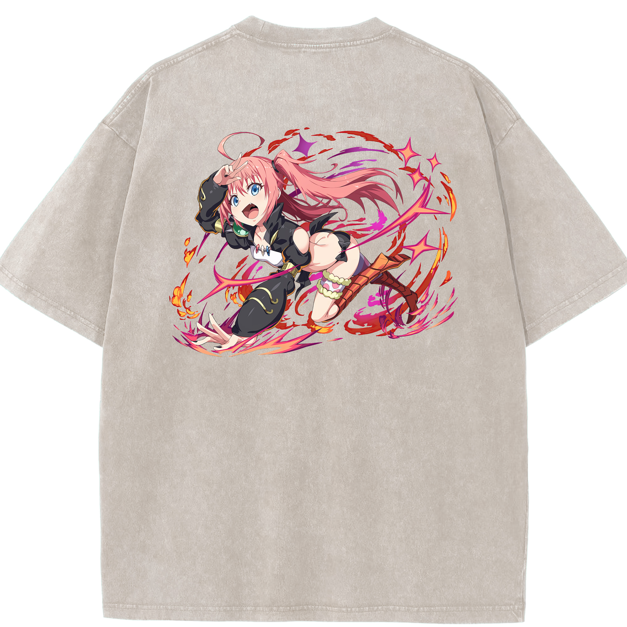 （画像用） 転スラ Regarding Reincarnated to Slime 綿100% ヴィンテージ風 半袖Tシャツ（背面プリント）
