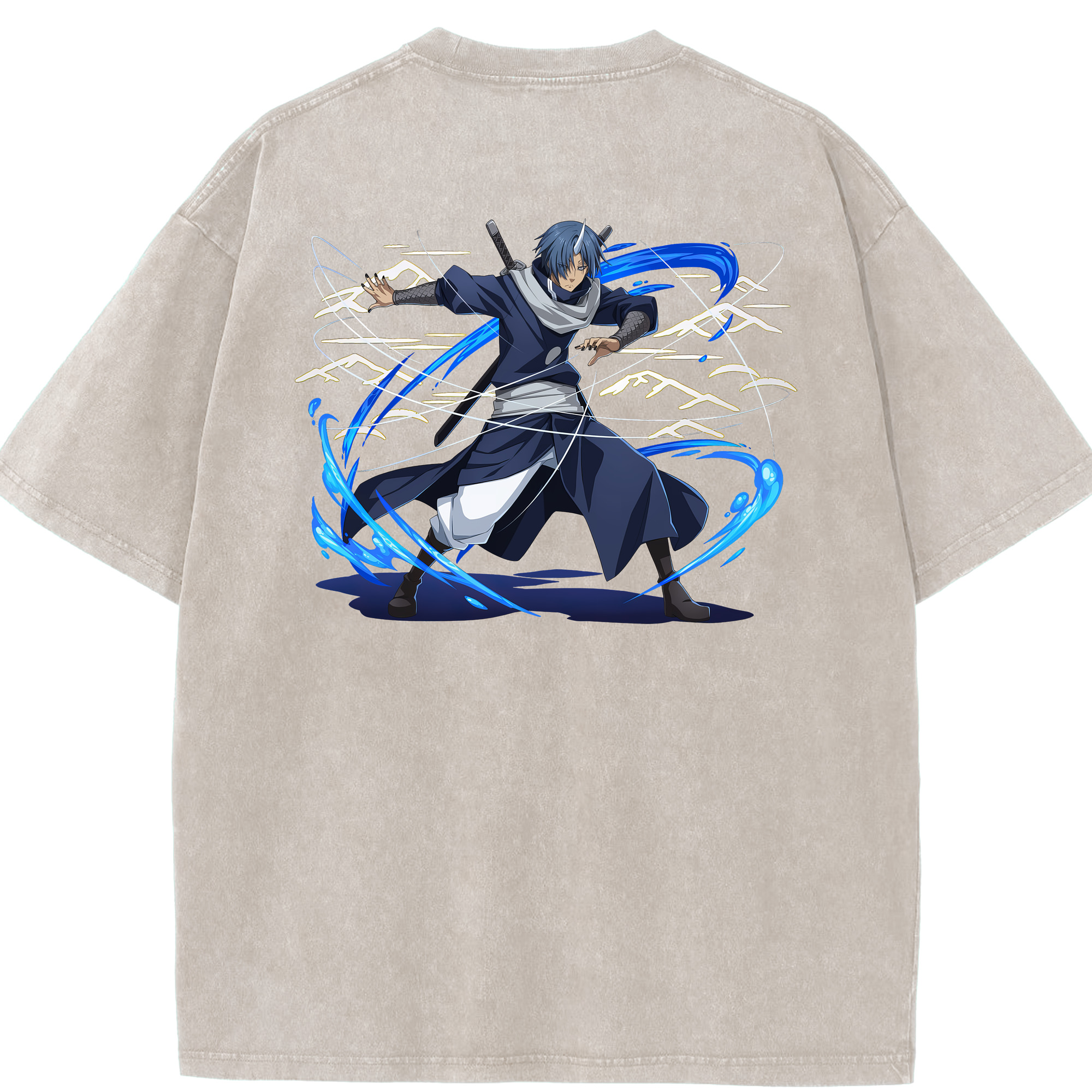 （画像用） 転スラ Regarding Reincarnated to Slime 綿100% ヴィンテージ風 半袖Tシャツ（背面プリント）