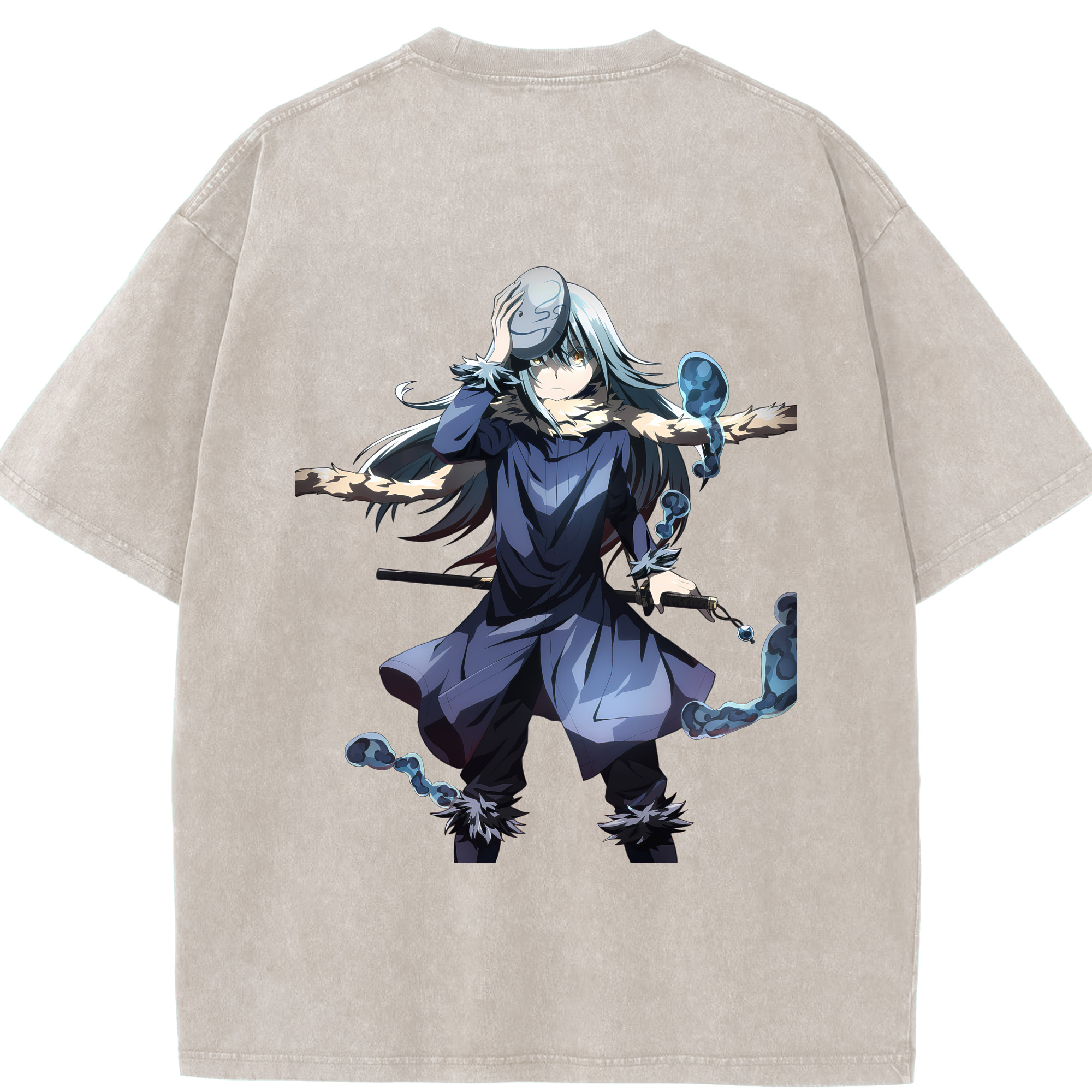 （画像用） 転スラ Regarding Reincarnated to Slime 綿100% ヴィンテージ風 半袖Tシャツ（背面プリント）