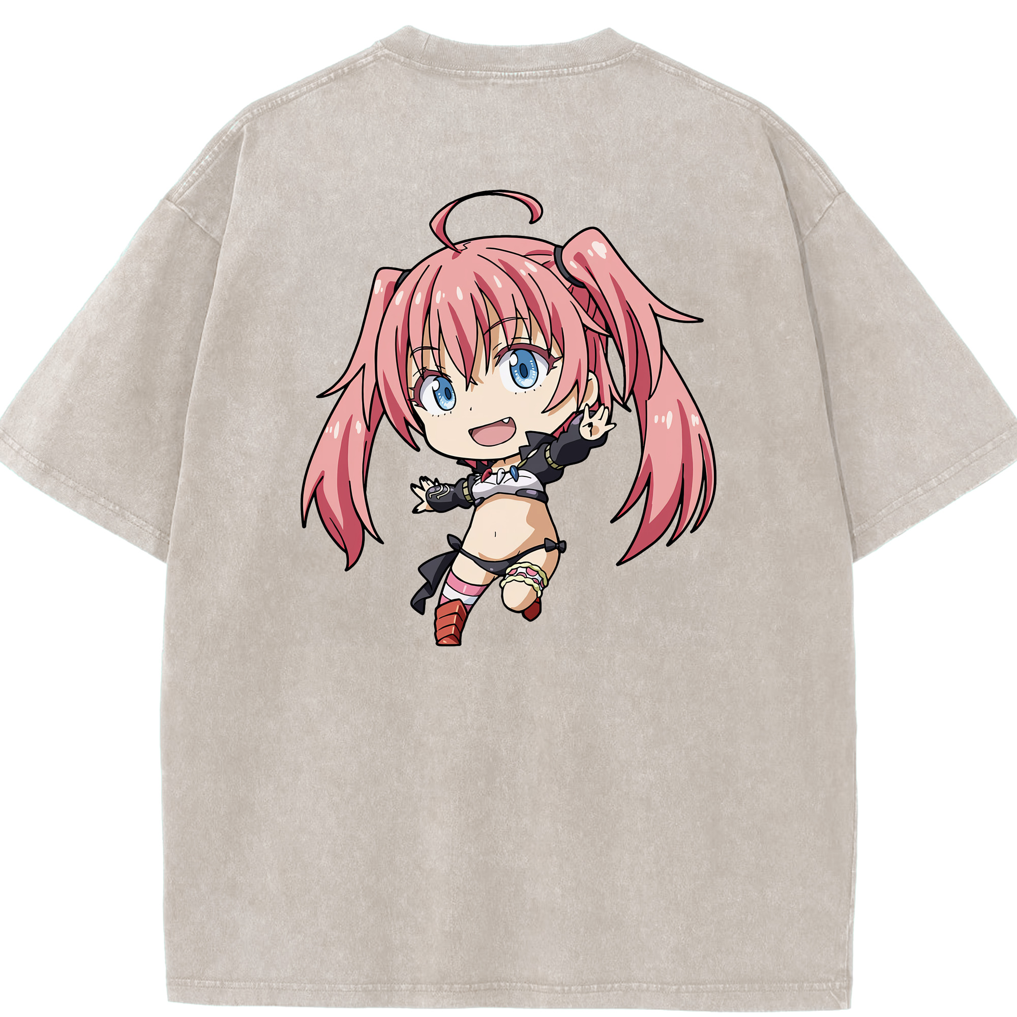 （画像用） 転スラ Regarding Reincarnated to Slime 綿100% ヴィンテージ風 半袖Tシャツ（背面プリント）