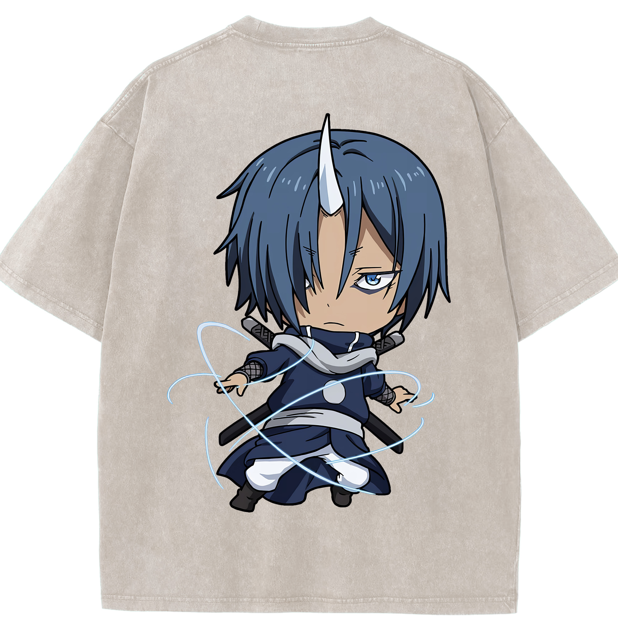 （画像用） 転スラ Regarding Reincarnated to Slime 綿100% ヴィンテージ風 半袖Tシャツ（背面プリント）