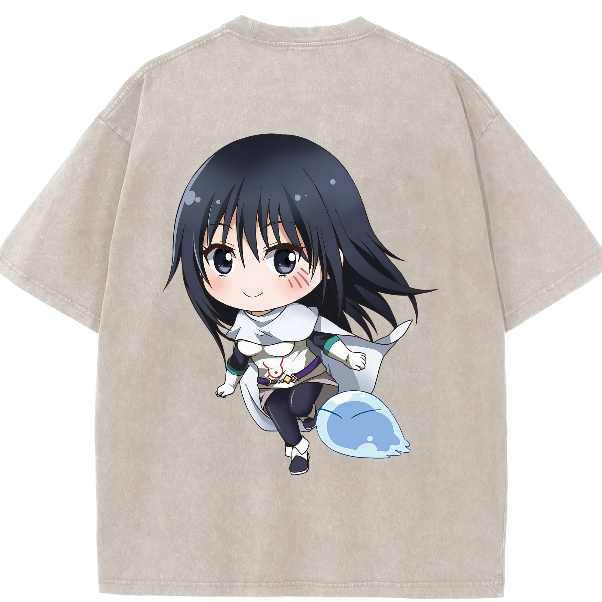 （画像用） 転スラ Regarding Reincarnated to Slime 綿100% ヴィンテージ風 半袖Tシャツ（背面プリント）