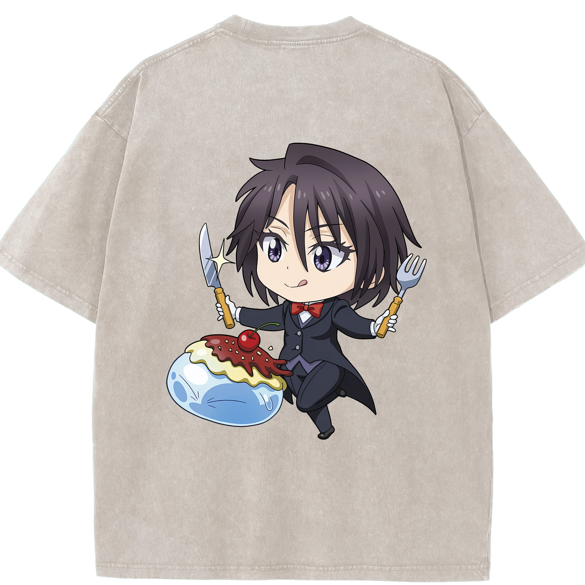 （画像用） 転スラ Regarding Reincarnated to Slime 綿100% ヴィンテージ風 半袖Tシャツ（背面プリント）