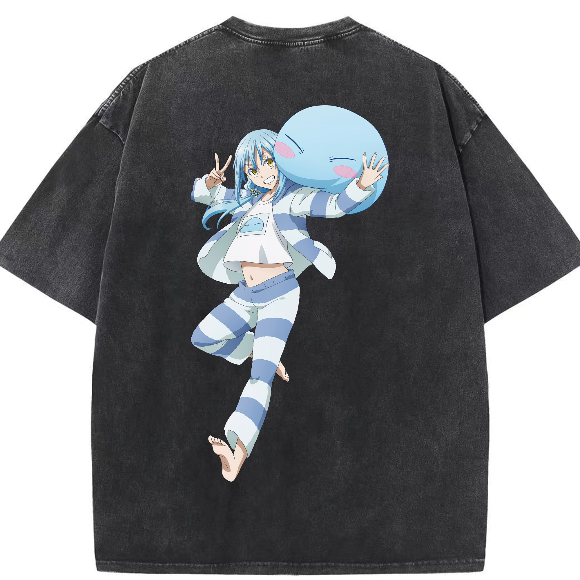 （画像用） 転スラ Regarding Reincarnated to Slime 綿100% ヴィンテージ風 半袖Tシャツ（背面プリント）