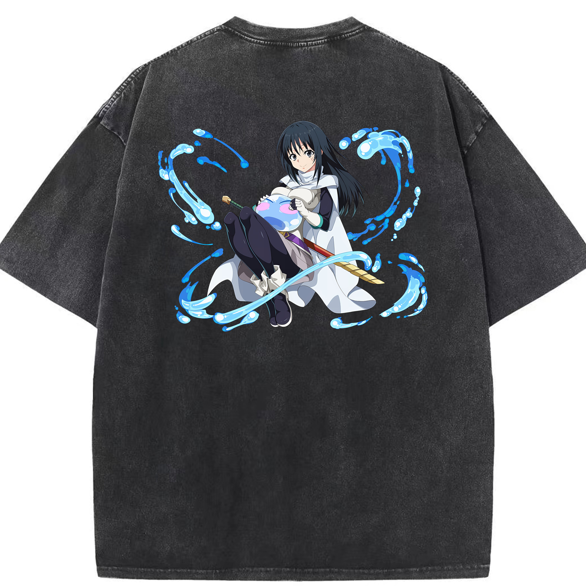 （画像用） 転スラ Regarding Reincarnated to Slime 綿100% ヴィンテージ風 半袖Tシャツ（背面プリント）