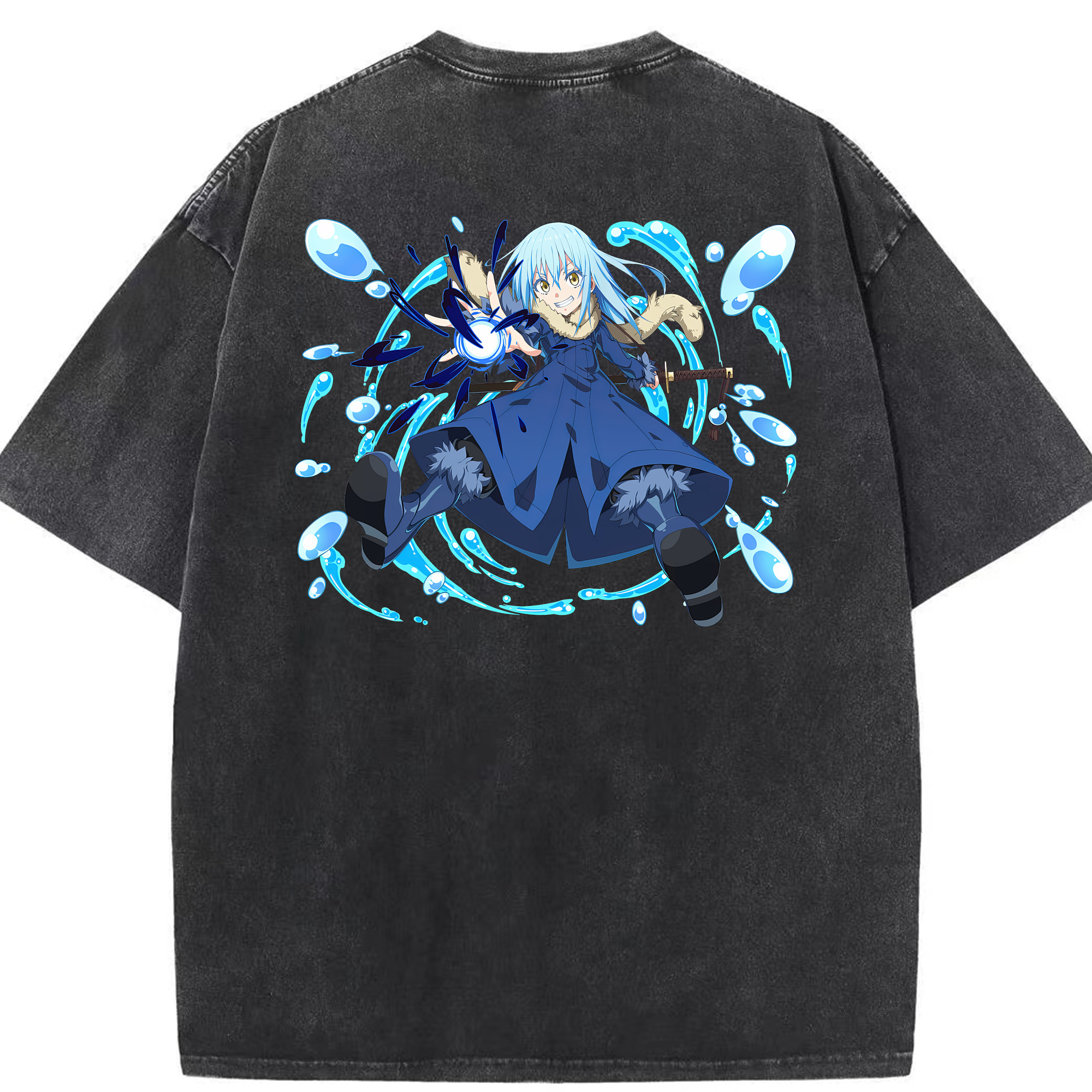（画像用） 転スラ Regarding Reincarnated to Slime 綿100% ヴィンテージ風 半袖Tシャツ（背面プリント）