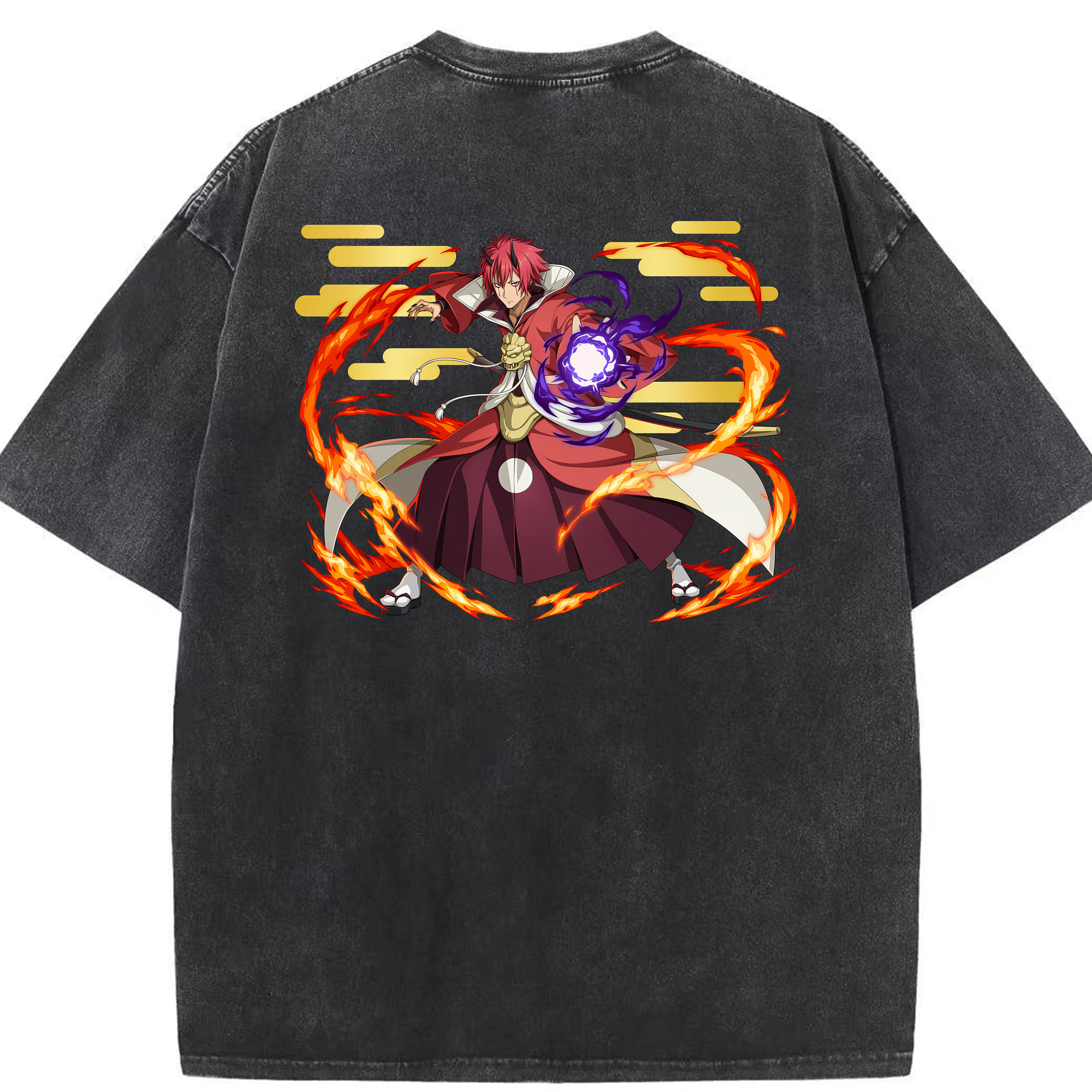 （画像用） 転スラ Regarding Reincarnated to Slime 綿100% ヴィンテージ風 半袖Tシャツ（背面プリント）