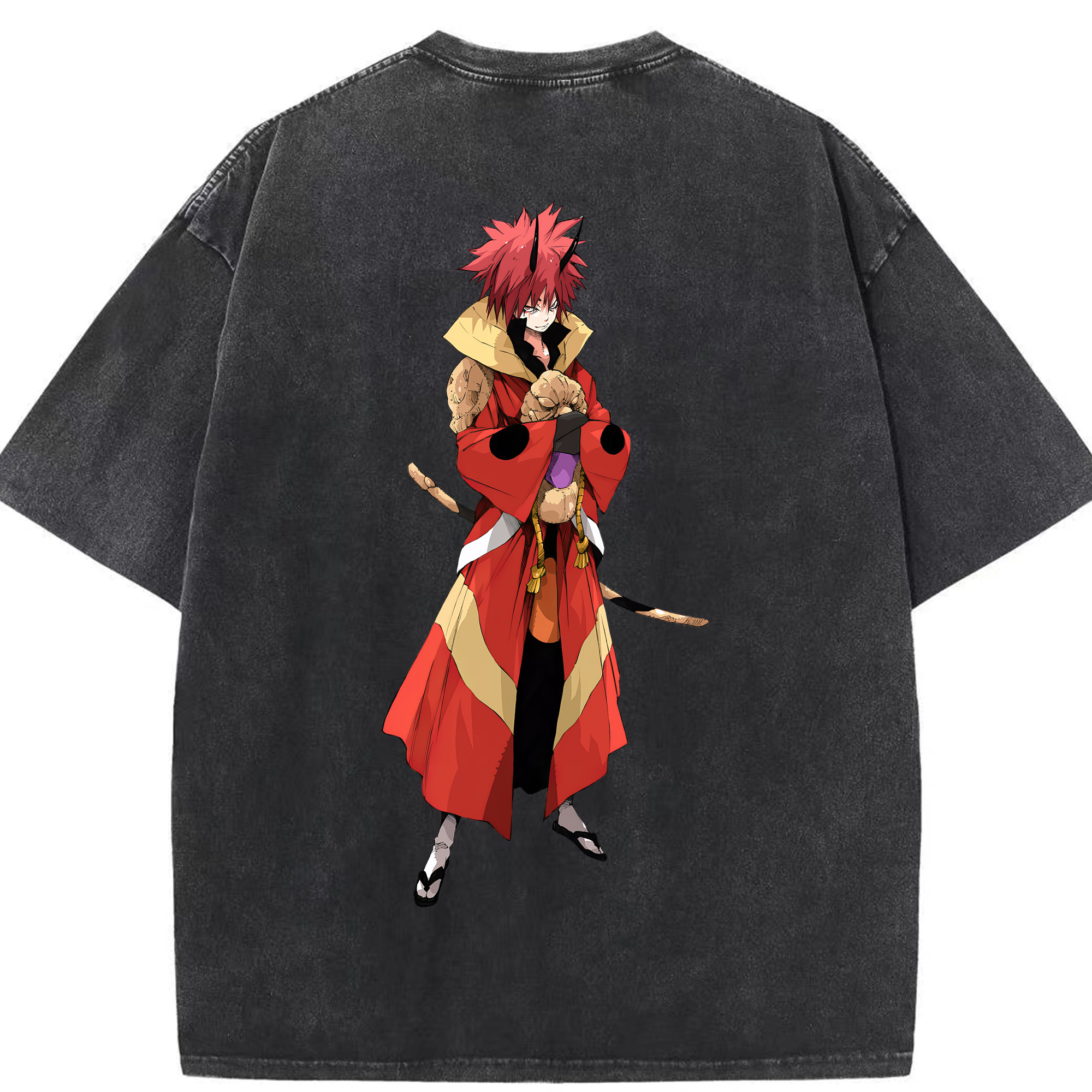 （画像用） 転スラ Regarding Reincarnated to Slime 綿100% ヴィンテージ風 半袖Tシャツ（背面プリント）