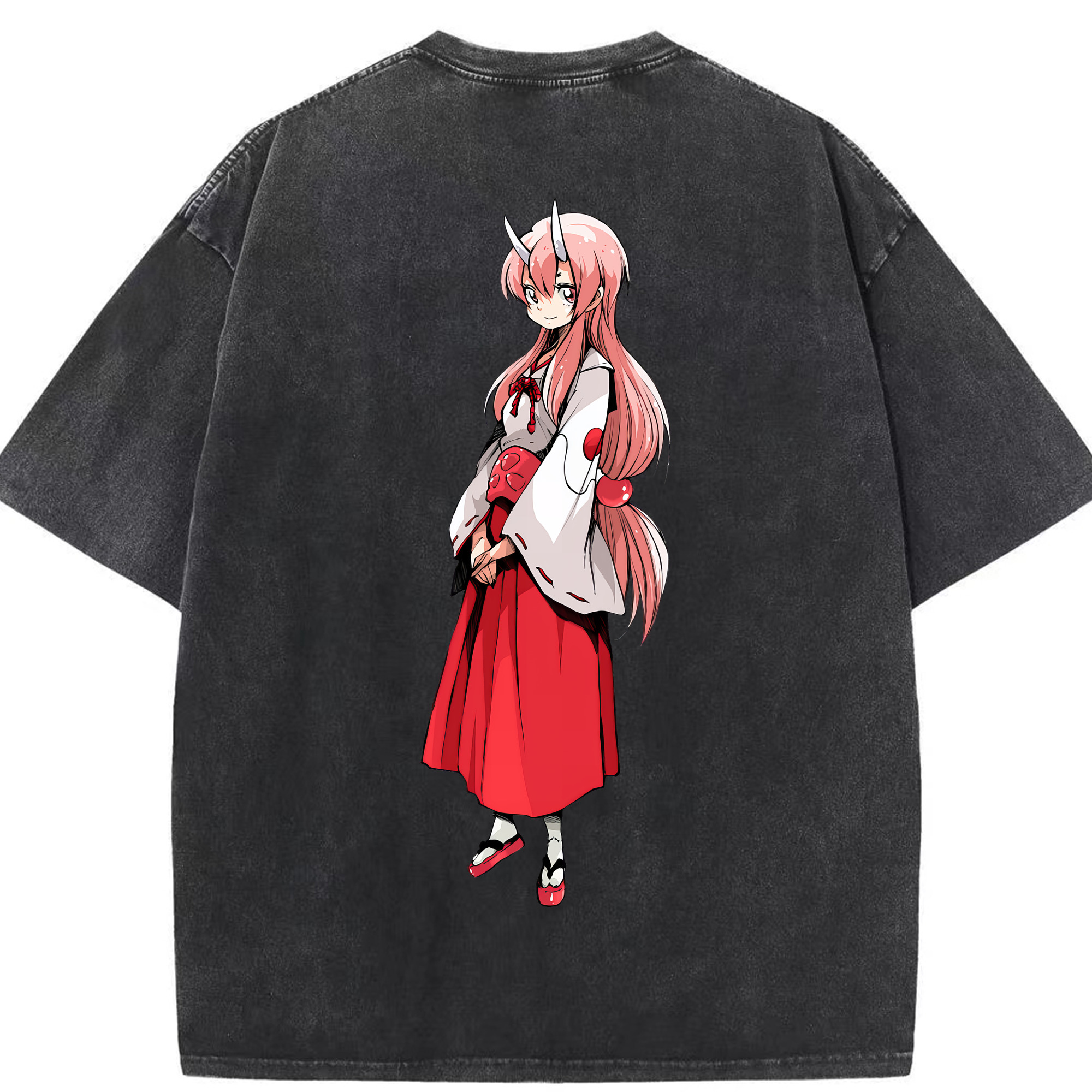 （画像用） 転スラ Regarding Reincarnated to Slime 綿100% ヴィンテージ風 半袖Tシャツ（背面プリント）