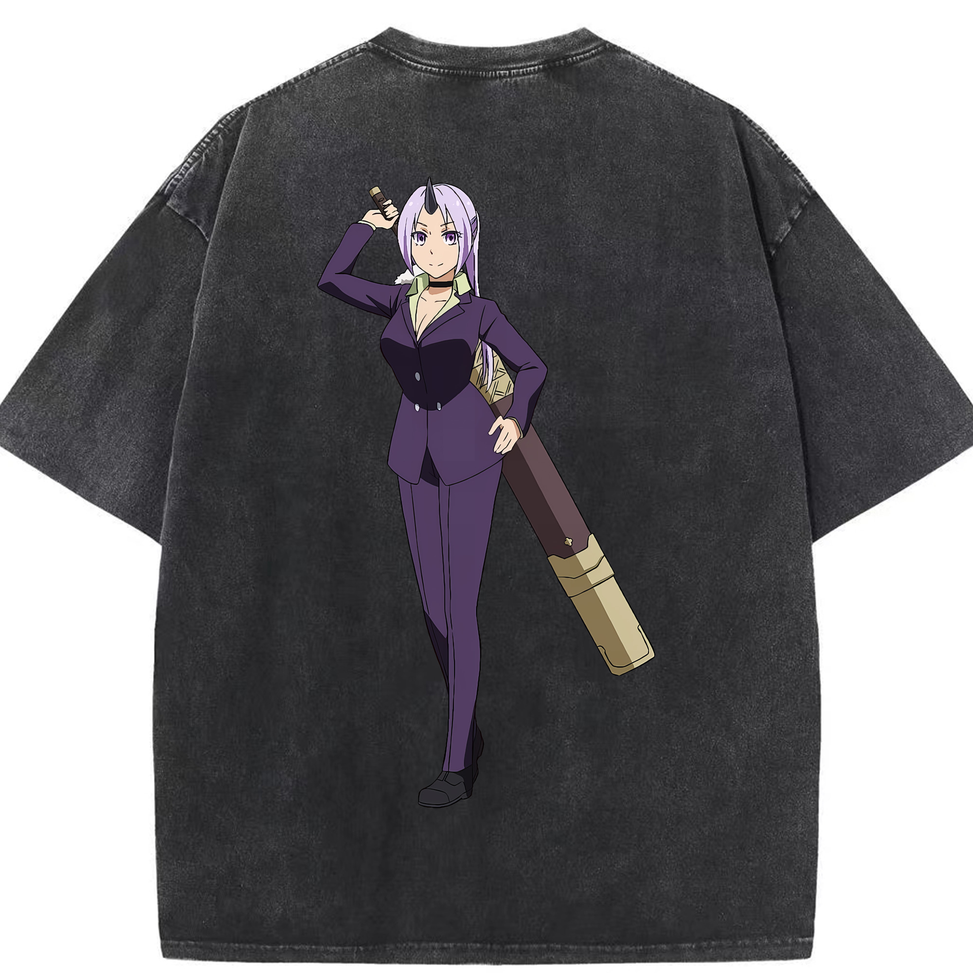 （画像用） 転スラ Regarding Reincarnated to Slime 綿100% ヴィンテージ風 半袖Tシャツ（背面プリント）