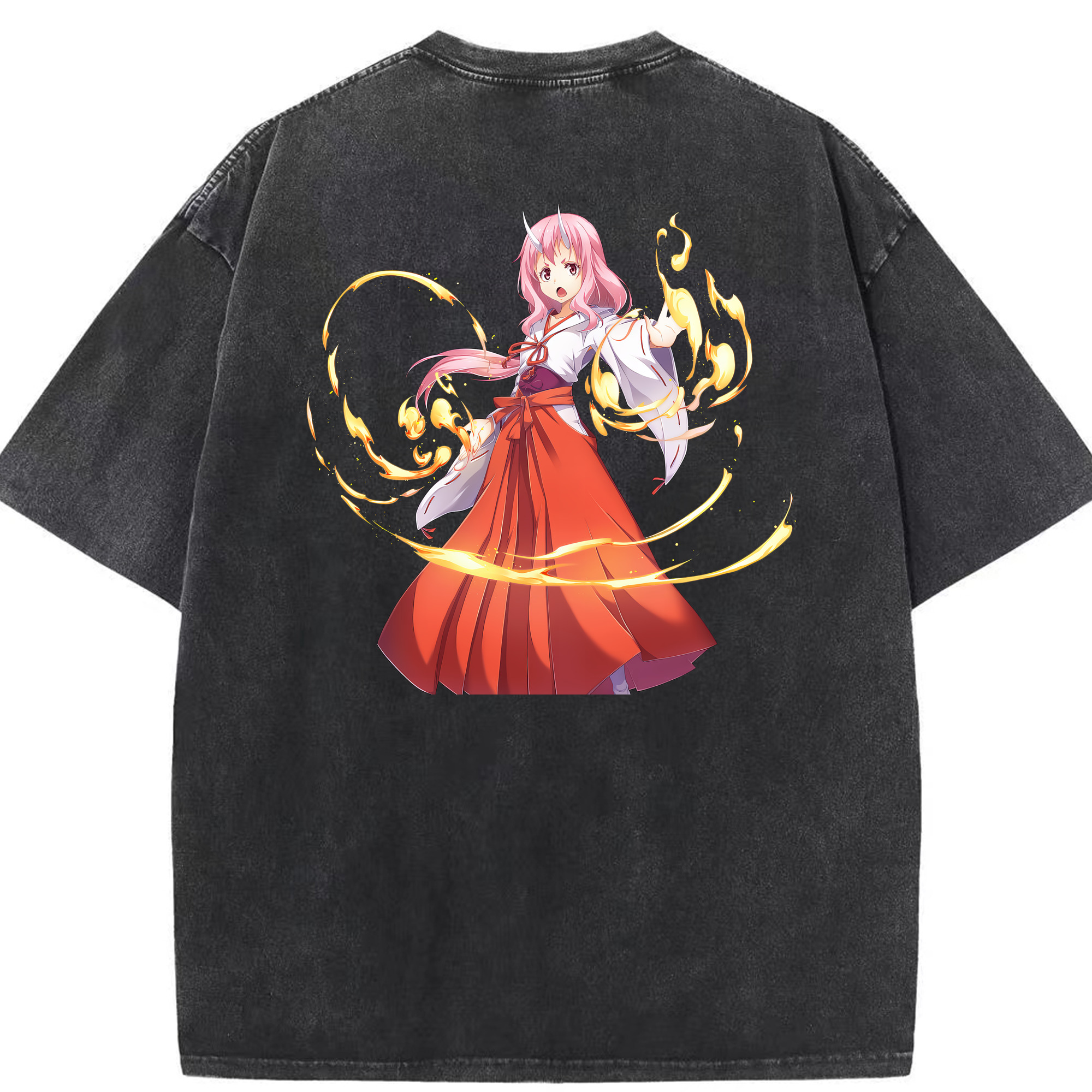 （画像用） 転スラ Regarding Reincarnated to Slime 綿100% ヴィンテージ風 半袖Tシャツ（背面プリント）