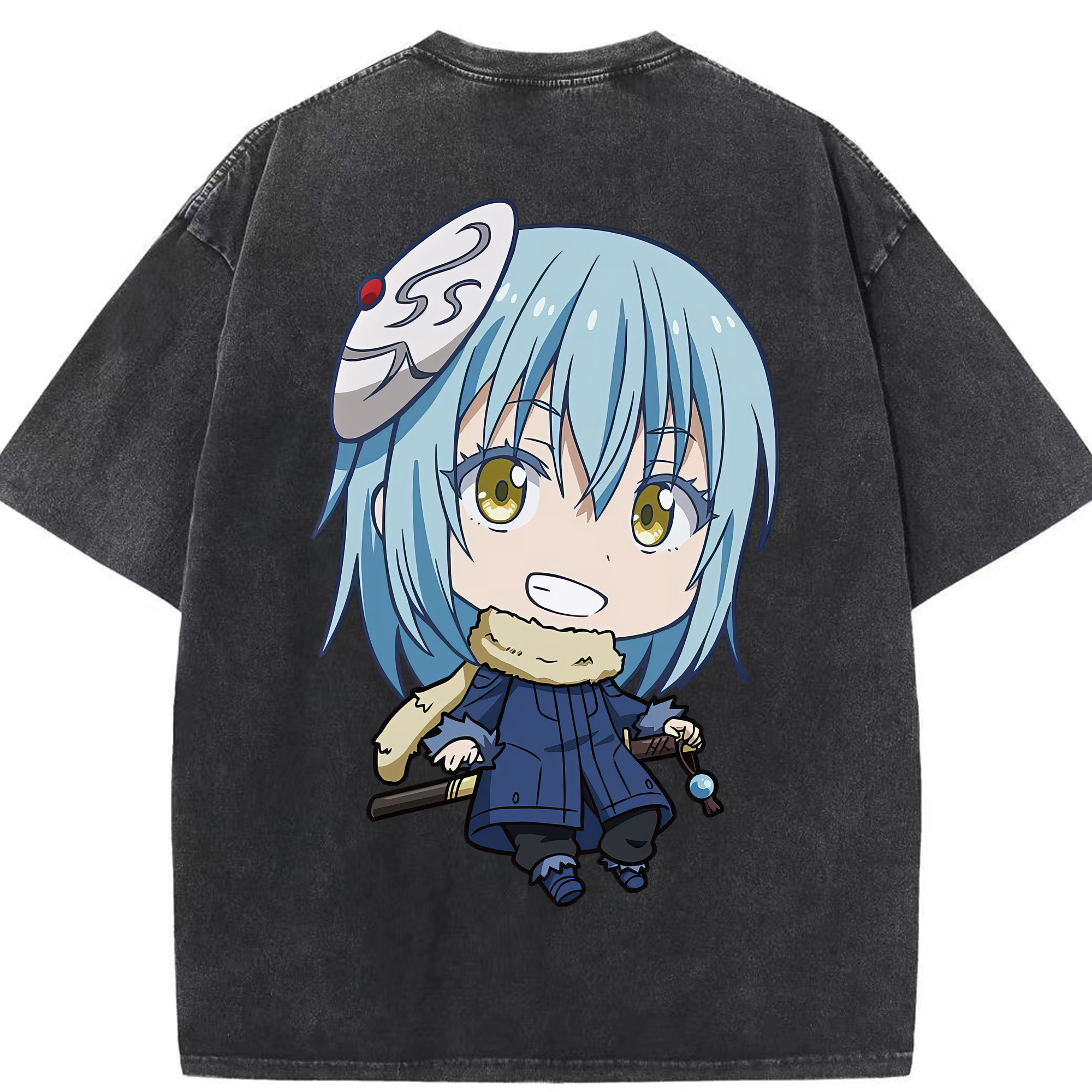（画像用） 転スラ Regarding Reincarnated to Slime 綿100% ヴィンテージ風 半袖Tシャツ（背面プリント）